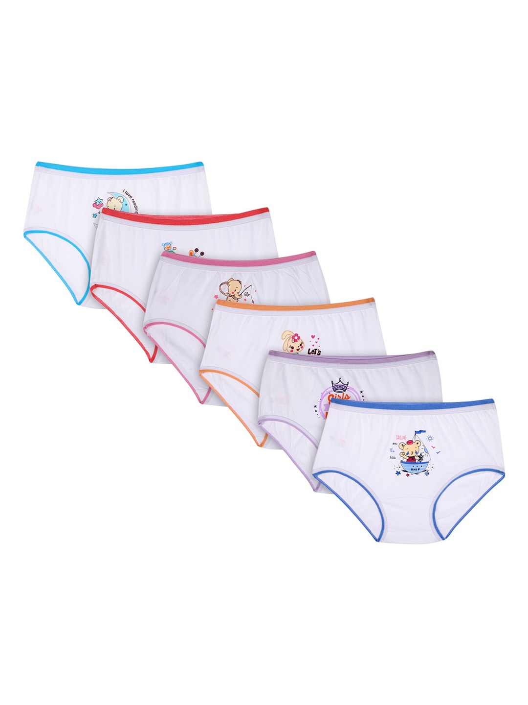 

Bodycare Girls Pack of 6 Assorted Cotton Basic Briefs KIAE1700-PK001_P6, White