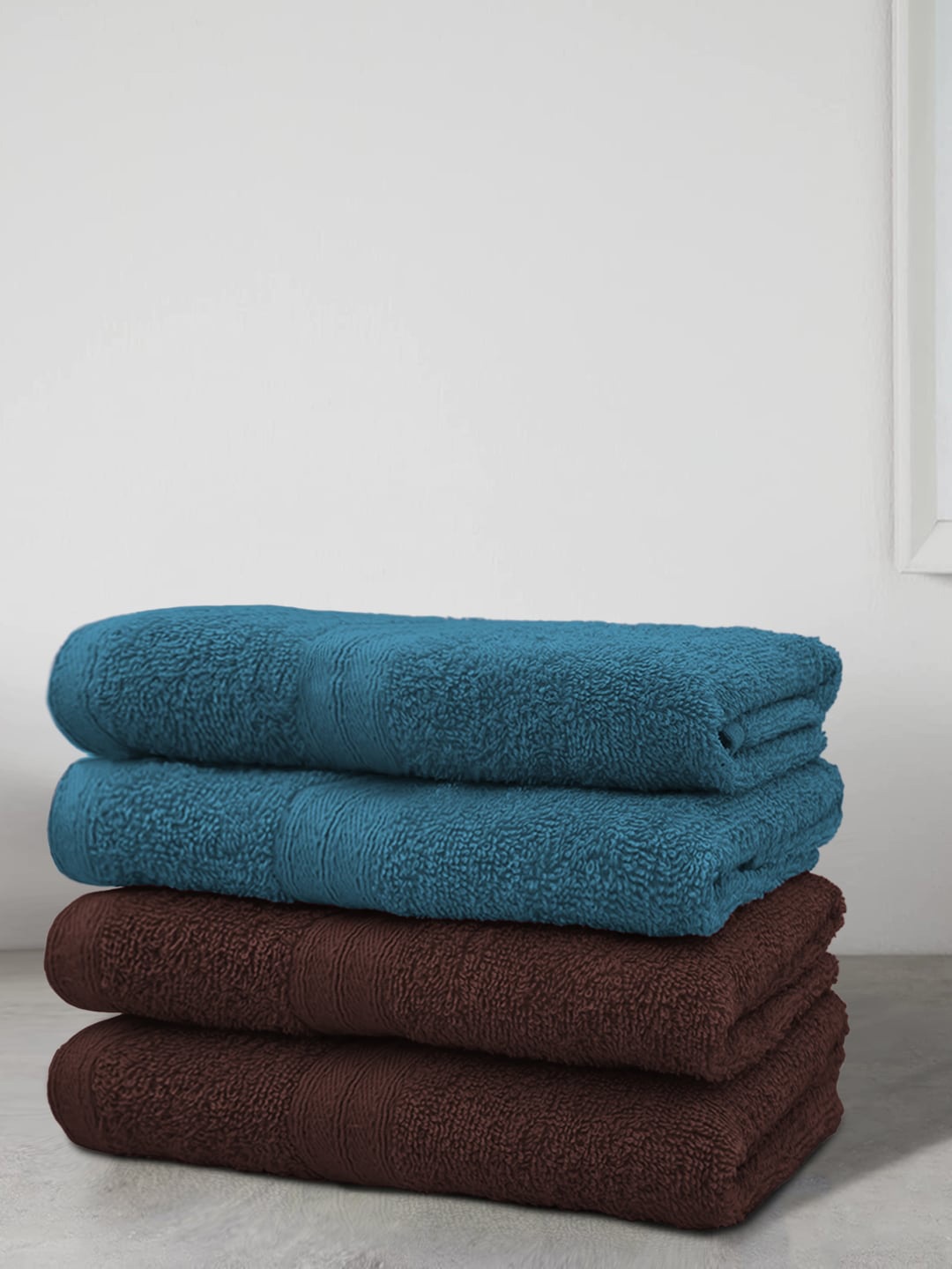 

Aura Set Of 4 Solid Cotton 500 GSM Bath Towels, Teal