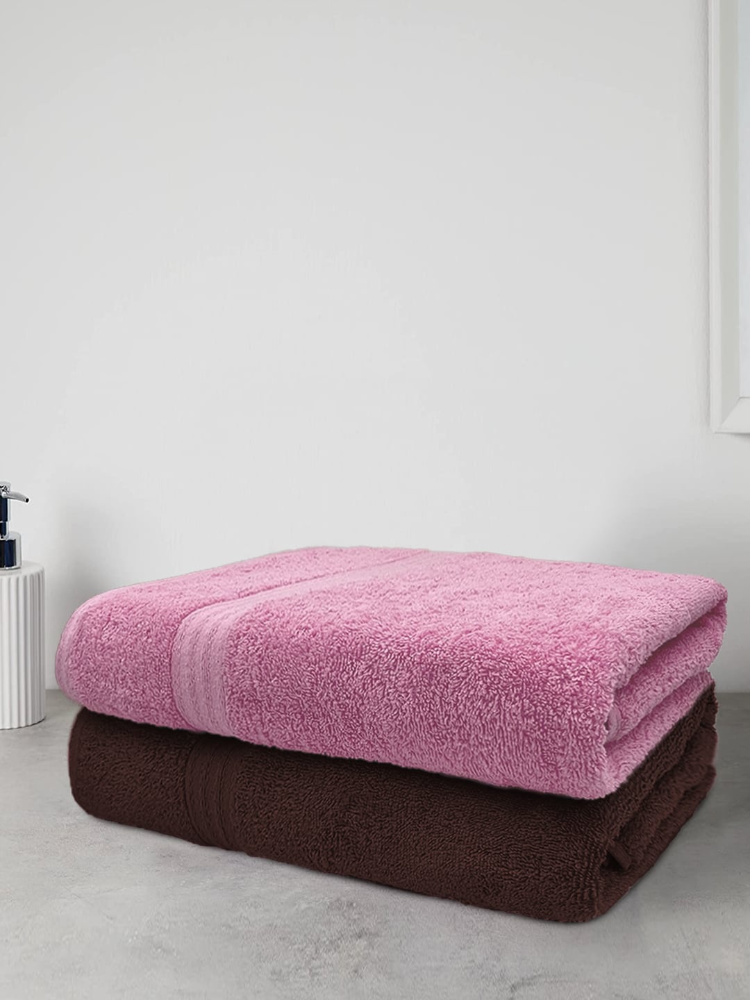 

Aura Set of 2 Solid 500 GSM Cotton Bath Towel, Pink