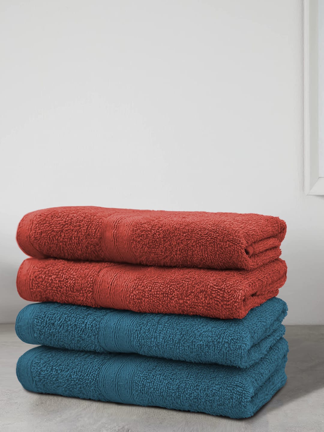 

Aura Set Of 4 Solid 500 GSM Cotton Bath Towels, Rust