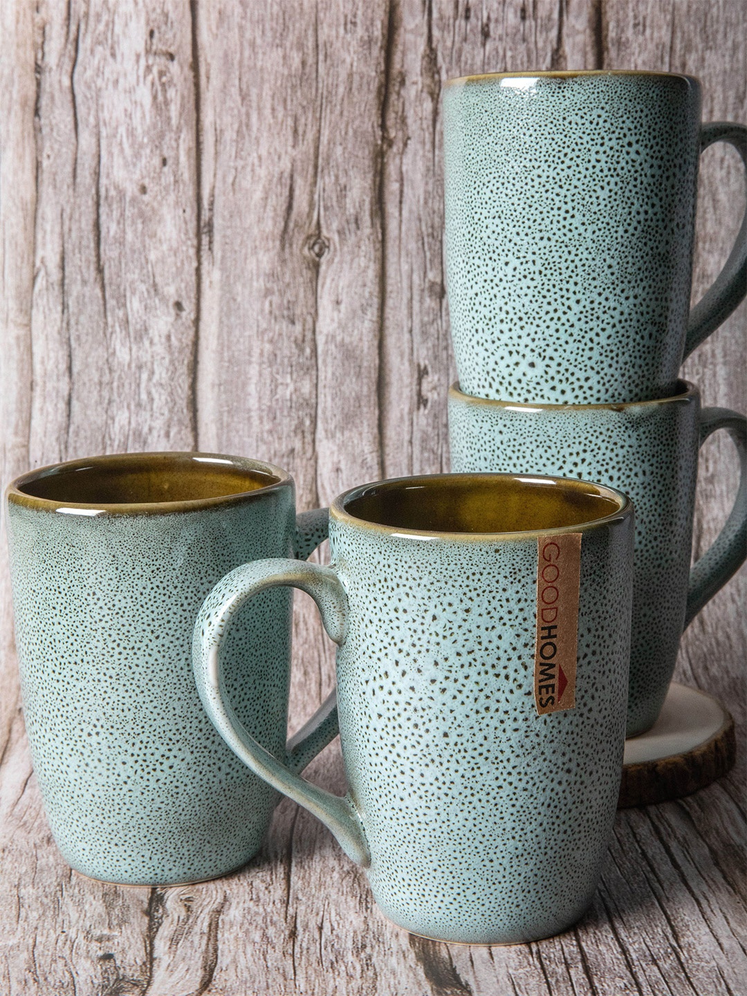 

GOODHOMES Blue & Brown Floral Printed Stoneware Glossy Mugs Set of Cups and Mugs