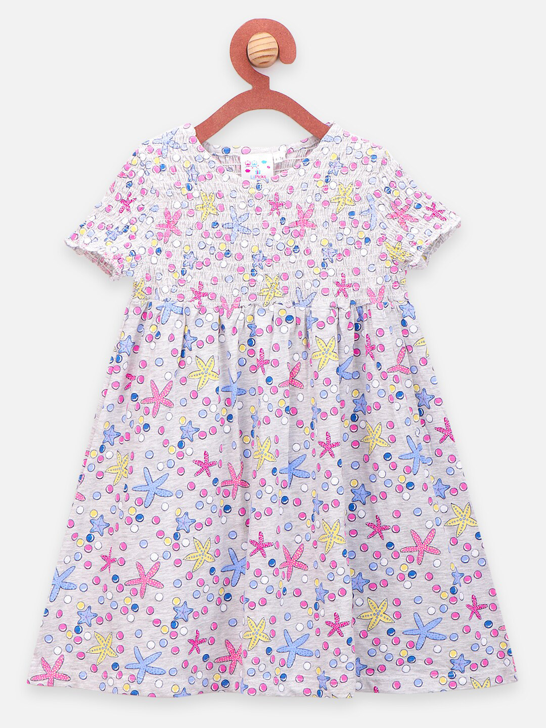 

LilPicks Grey Floral Empire Dress