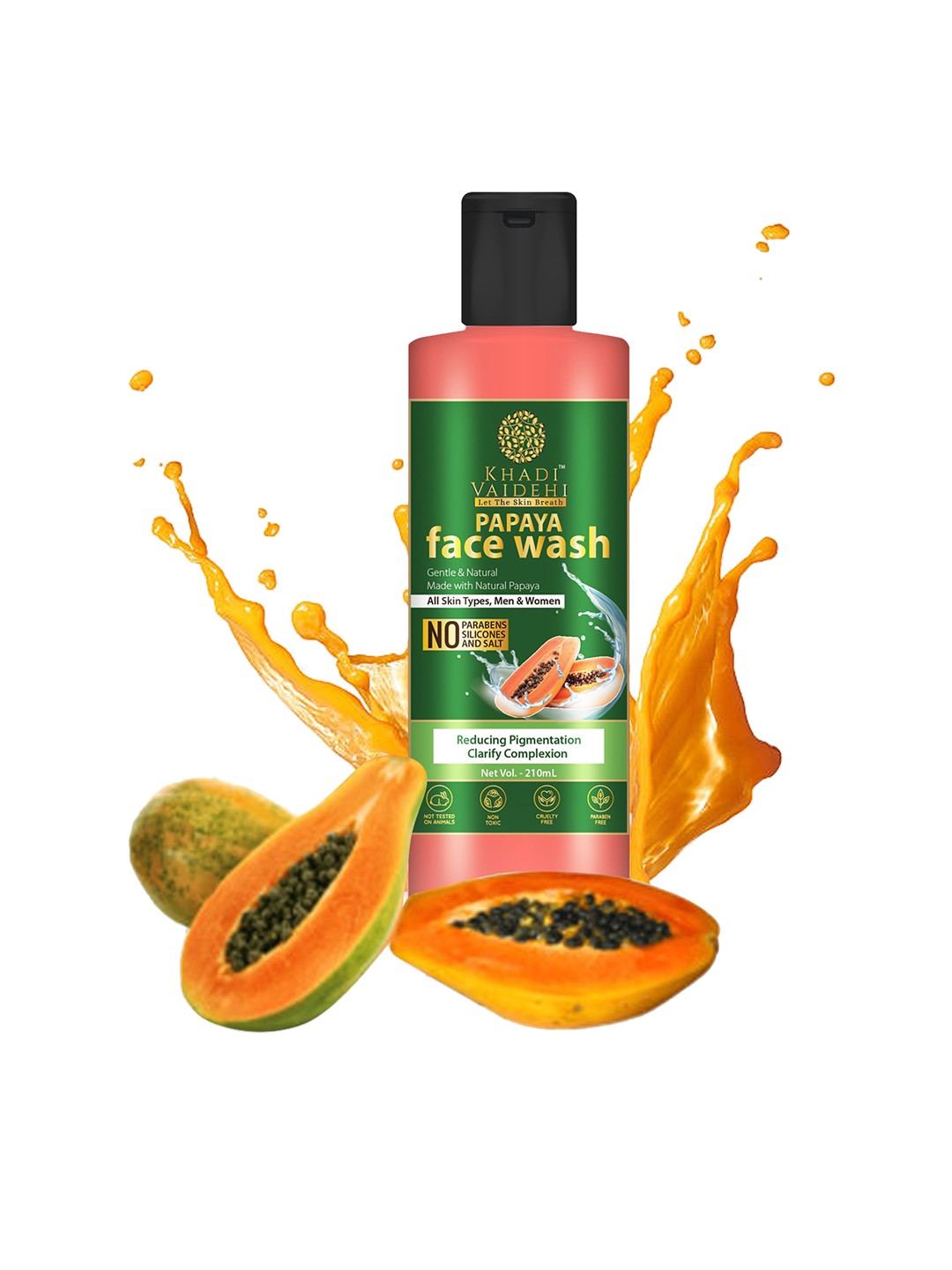 

Khadi Vaidehi Unisex Paraben Free Gentle & Natural Papaya Face Wash - 210 ml, Pink