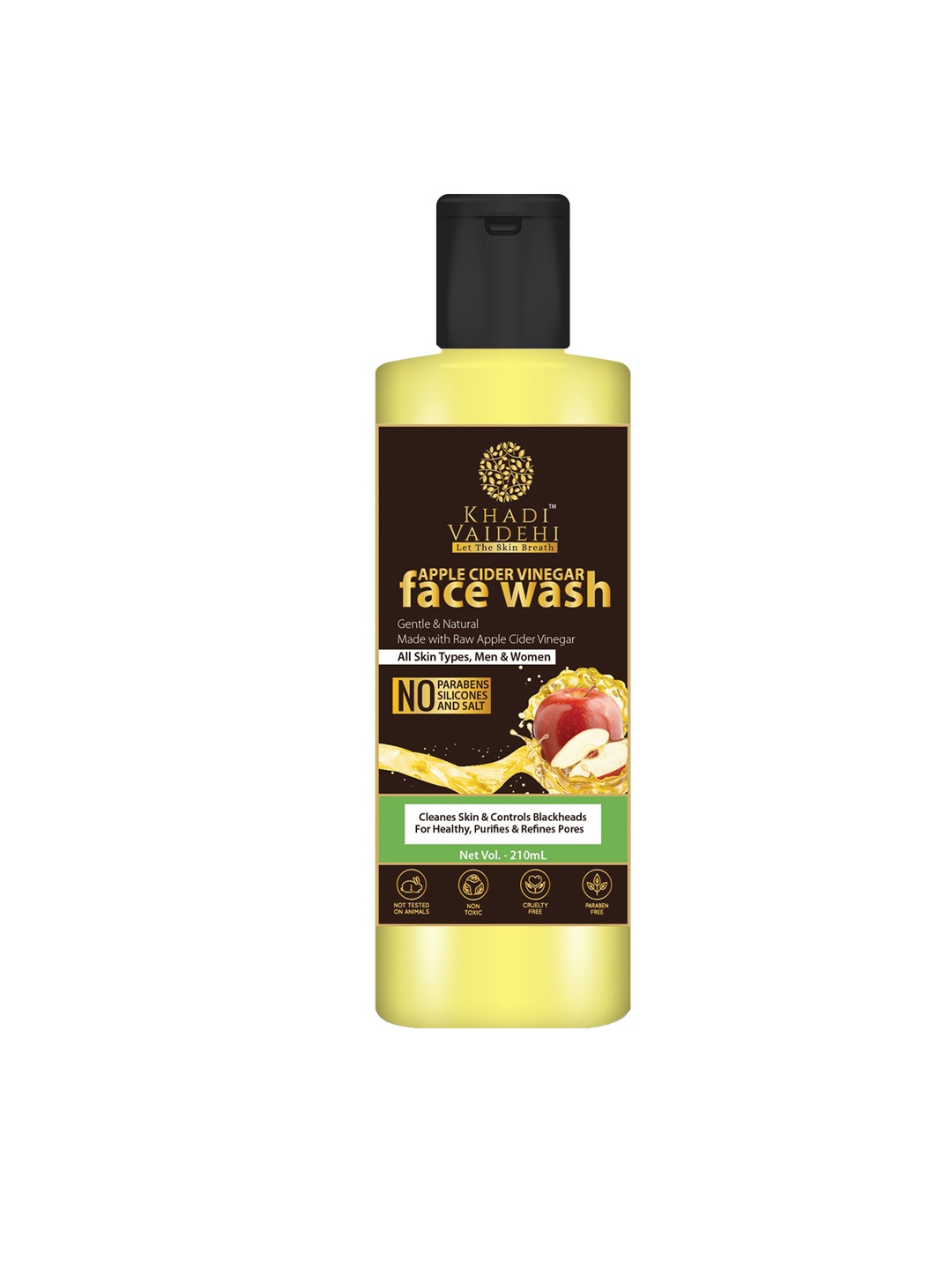 

Khadi Vaidehi Unisex Paraben Free Gentle & Natural Apple Cider Vinegar Face Wash - 210 ml, Yellow
