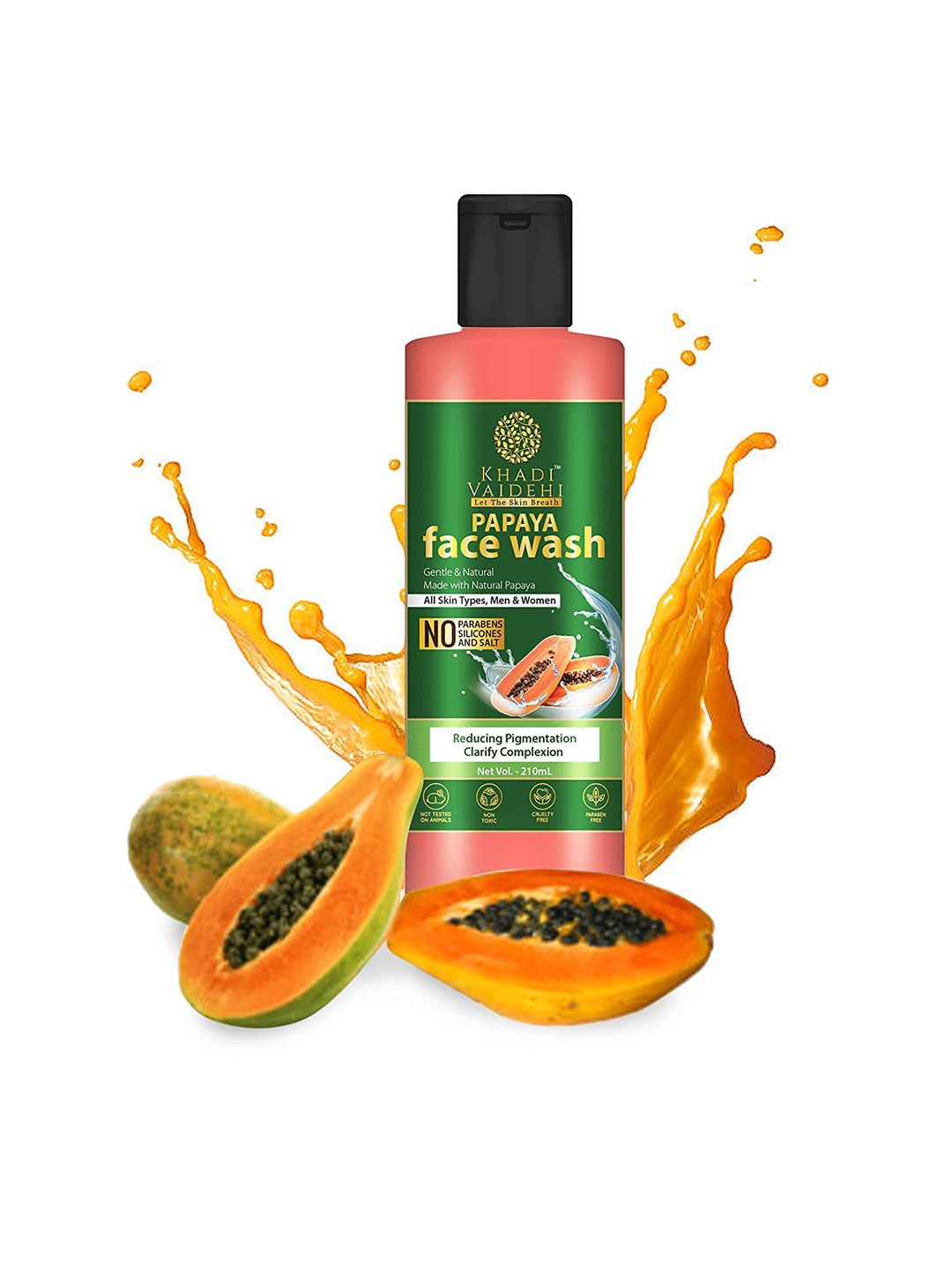 

Khadi Vaidehi No Parabens & Salt Papaya Face Wash - Pack of 2 ( 420 ml ), Pink