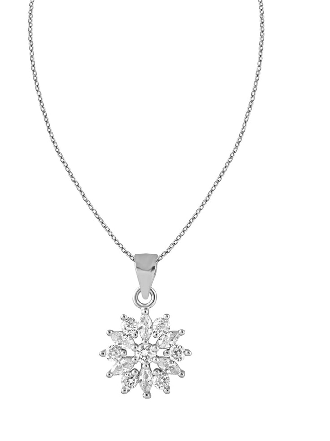 

ZILVER Silver-Plated White CZ Studded Jewellery Set