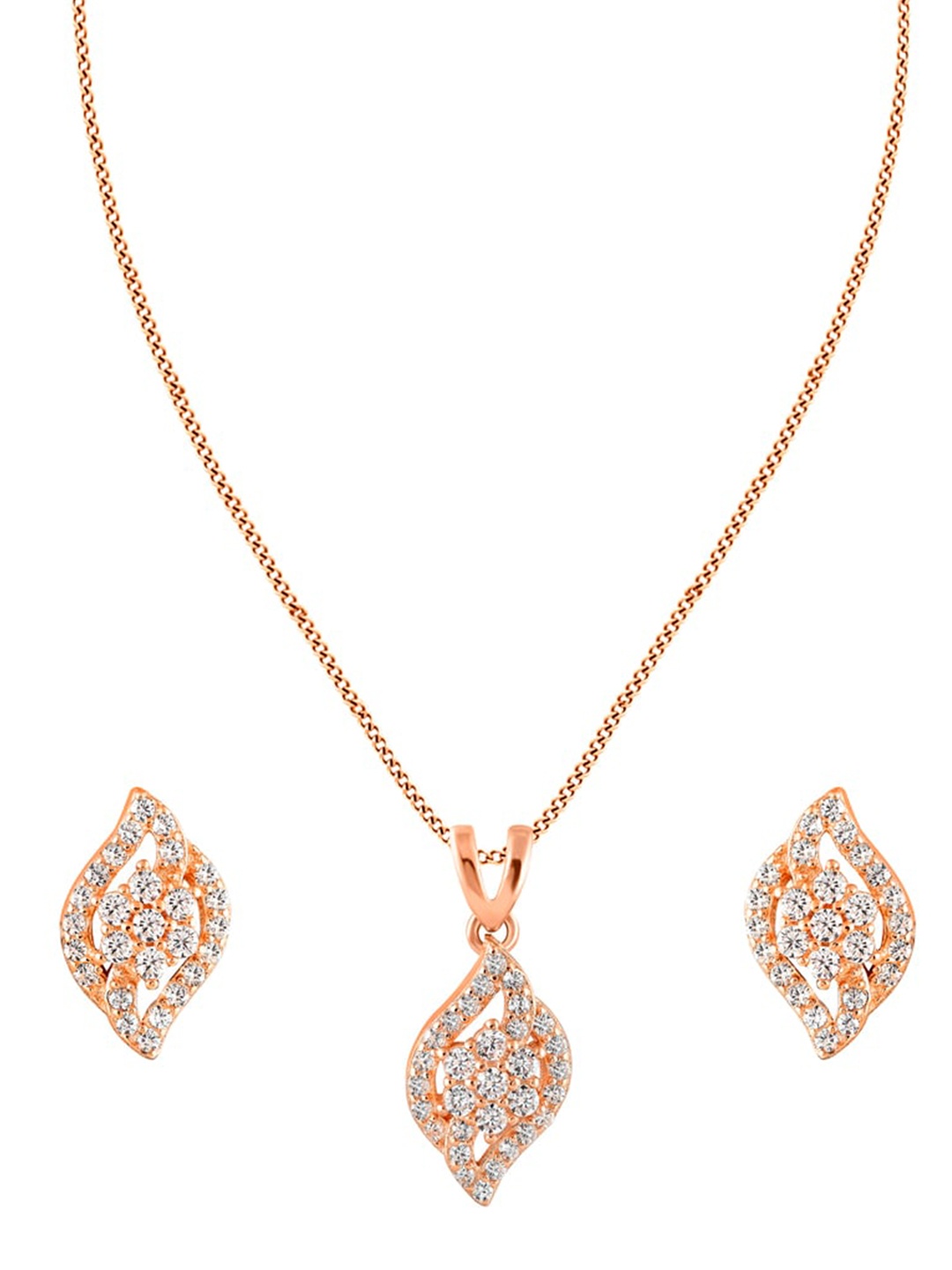 

ZILVER Rose Gold-Plated White CZ-Studded Jewellery Set