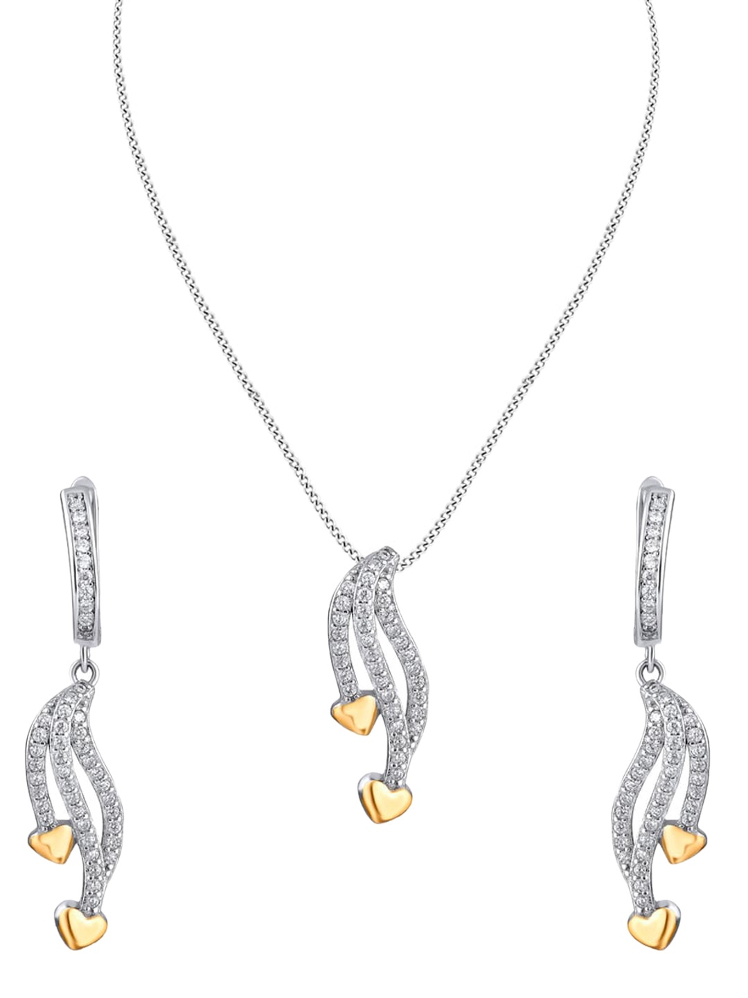 

ZILVER Silver-Plated White CZ-Studded Jewellery Set