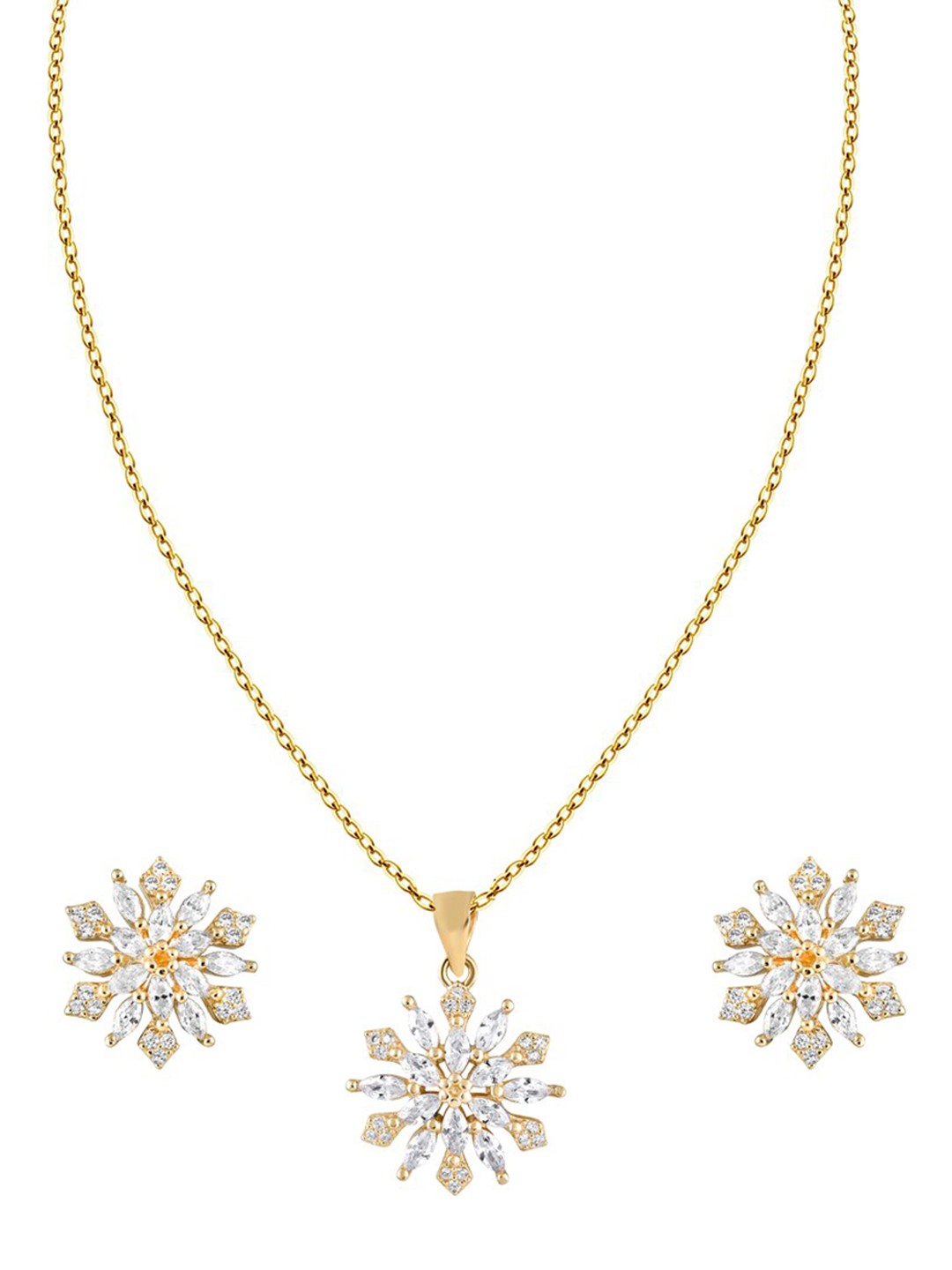 

ZILVER Gold-Plated Cubic Zirconia Studded Jewellery Set