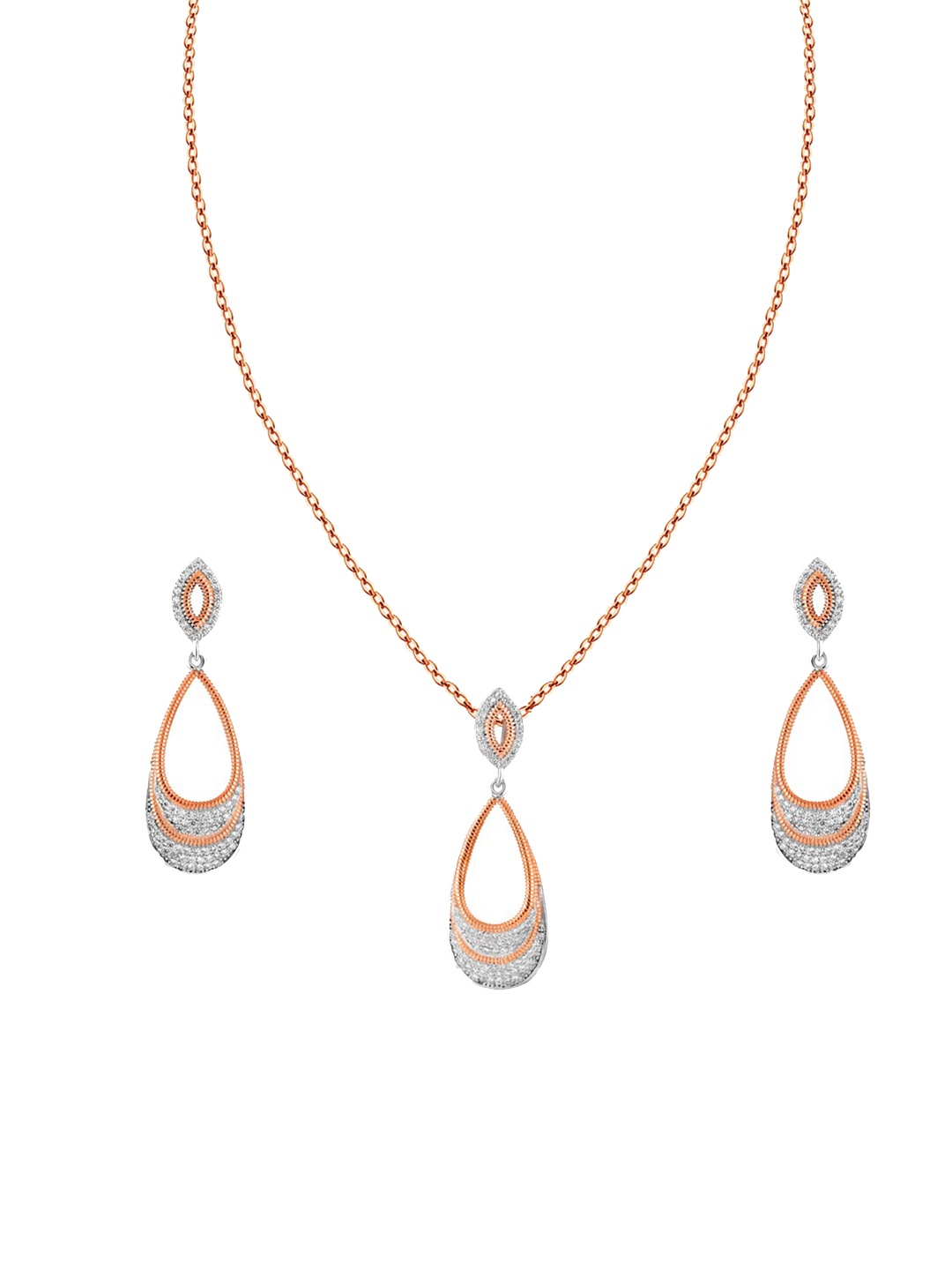 

ZILVER Silver-Plated White CZ Studded Jewellery Set