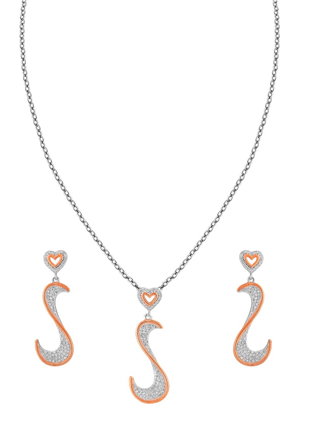 

ZILVER Silver-Plated White CZ Studded Jewellery Set