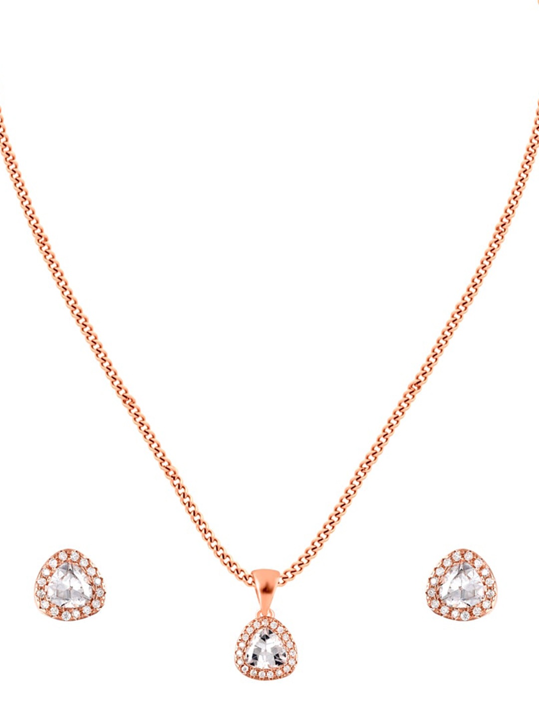 

ZILVER Rose Gold-Plated CZ Studded Jewellery Set