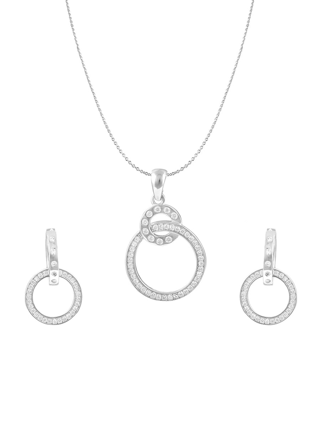 

ZILVER Silver-Plated White CZ Studded Jewellery Set