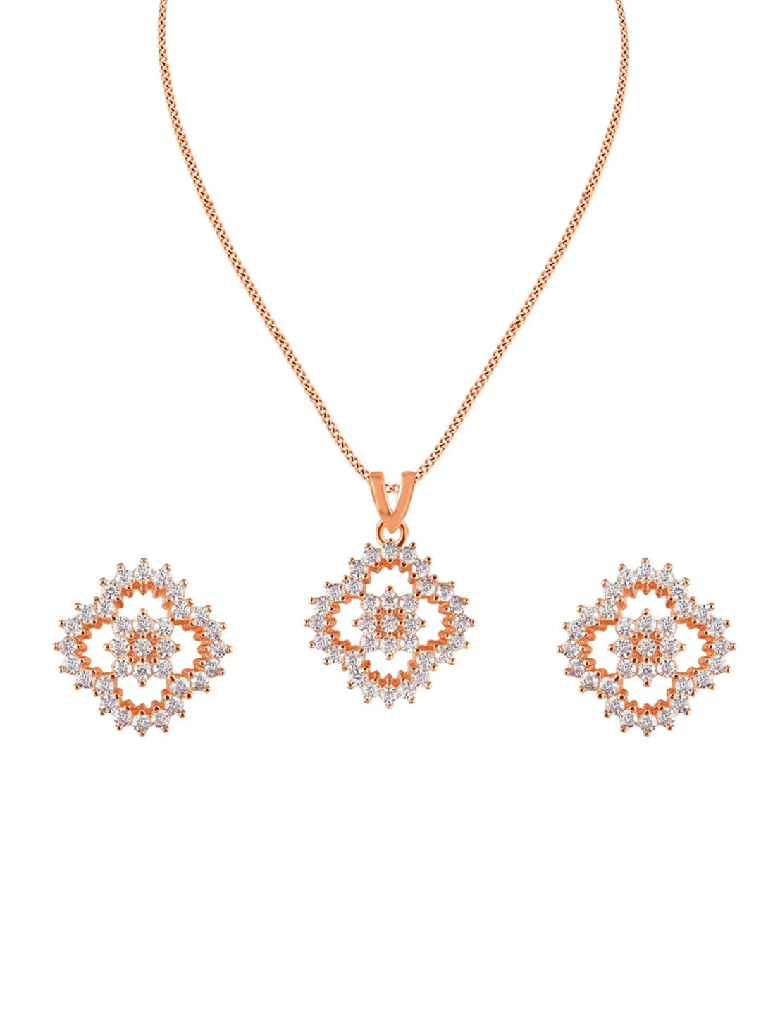 

ZILVER Rose Gold-Plated White CZ-Studded Jewellery Set