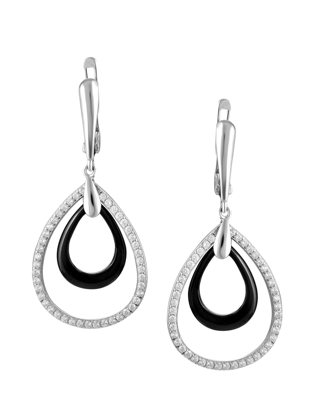 

ZILVER Silver-Plated White CZ Studded Pendant Earring Set