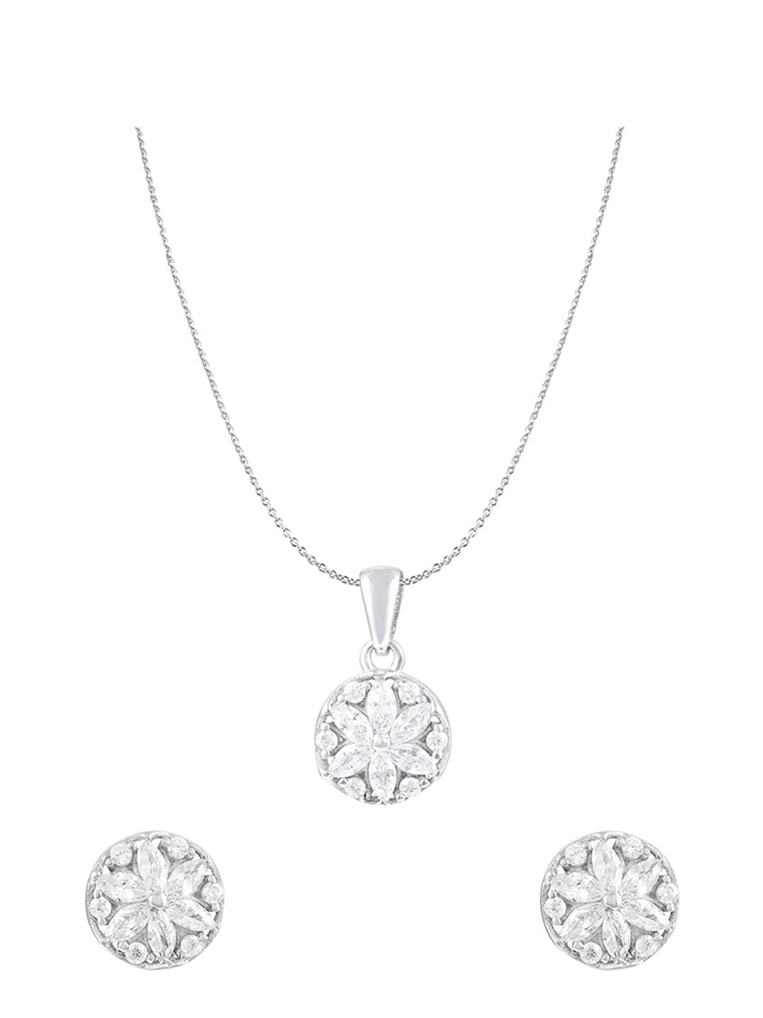 

ZILVER Silver-Plated CZ Studded Jewellery Set