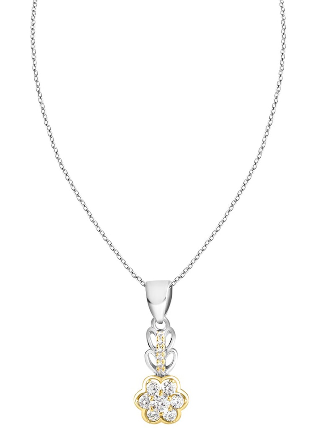 

ZILVER Silver Plated White CZ Studded Handcrafted Pendant & Earring Set