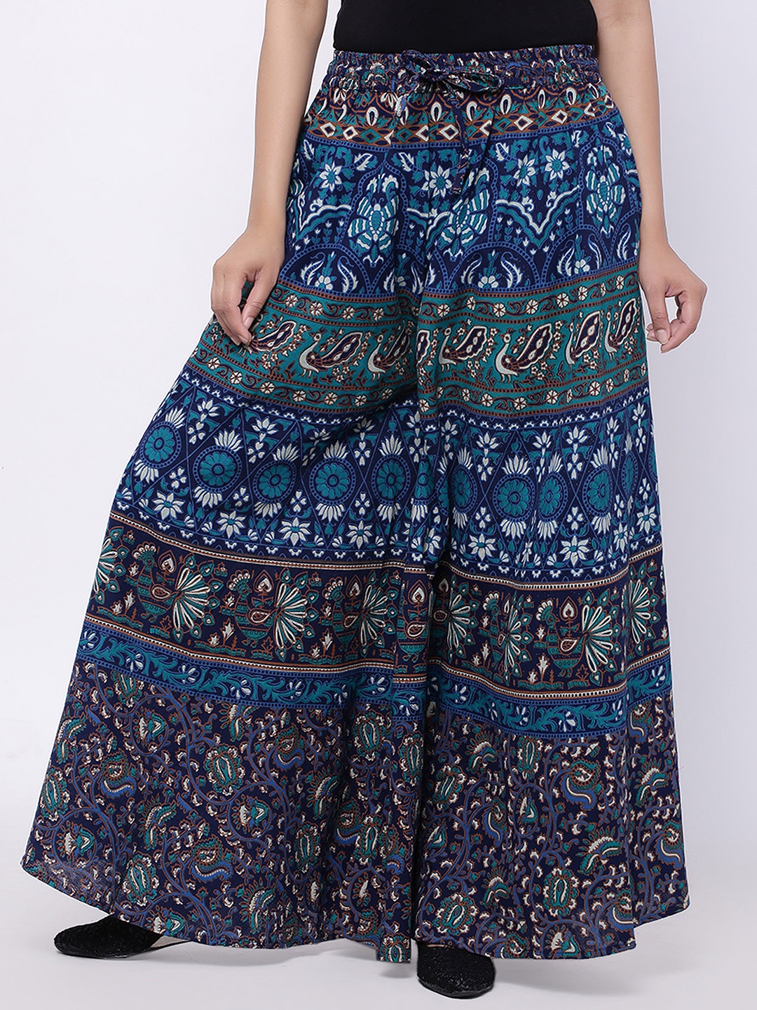 

SOUNDARYA Blue Jaipuri Print Palazzos