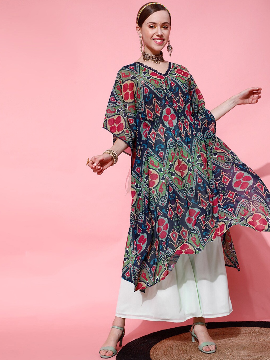 

STREET 9 Women Blue Geometric Printed Kurta