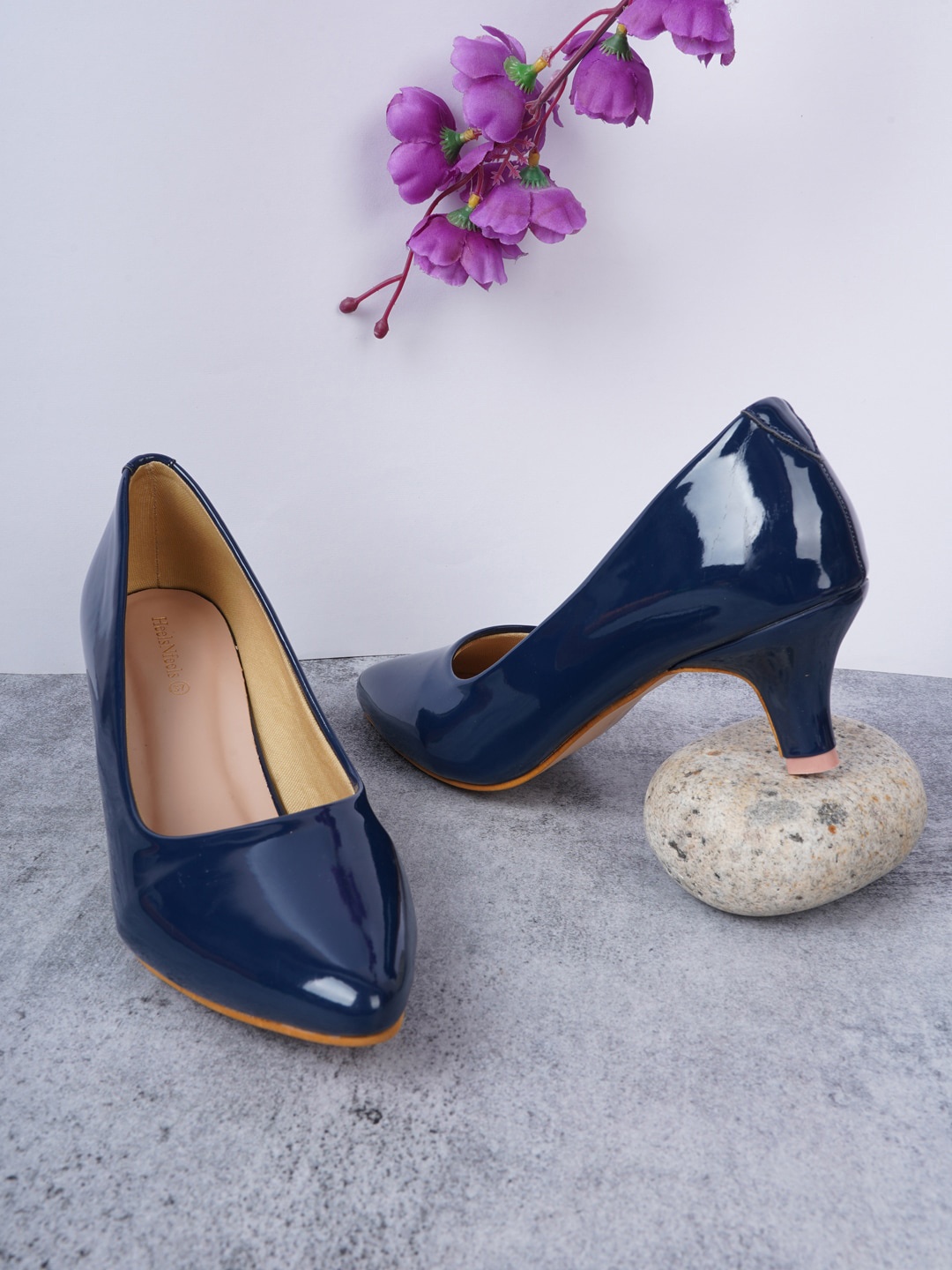 

HEELSNFEELS Blue Party Kitten Pumps with Buckles
