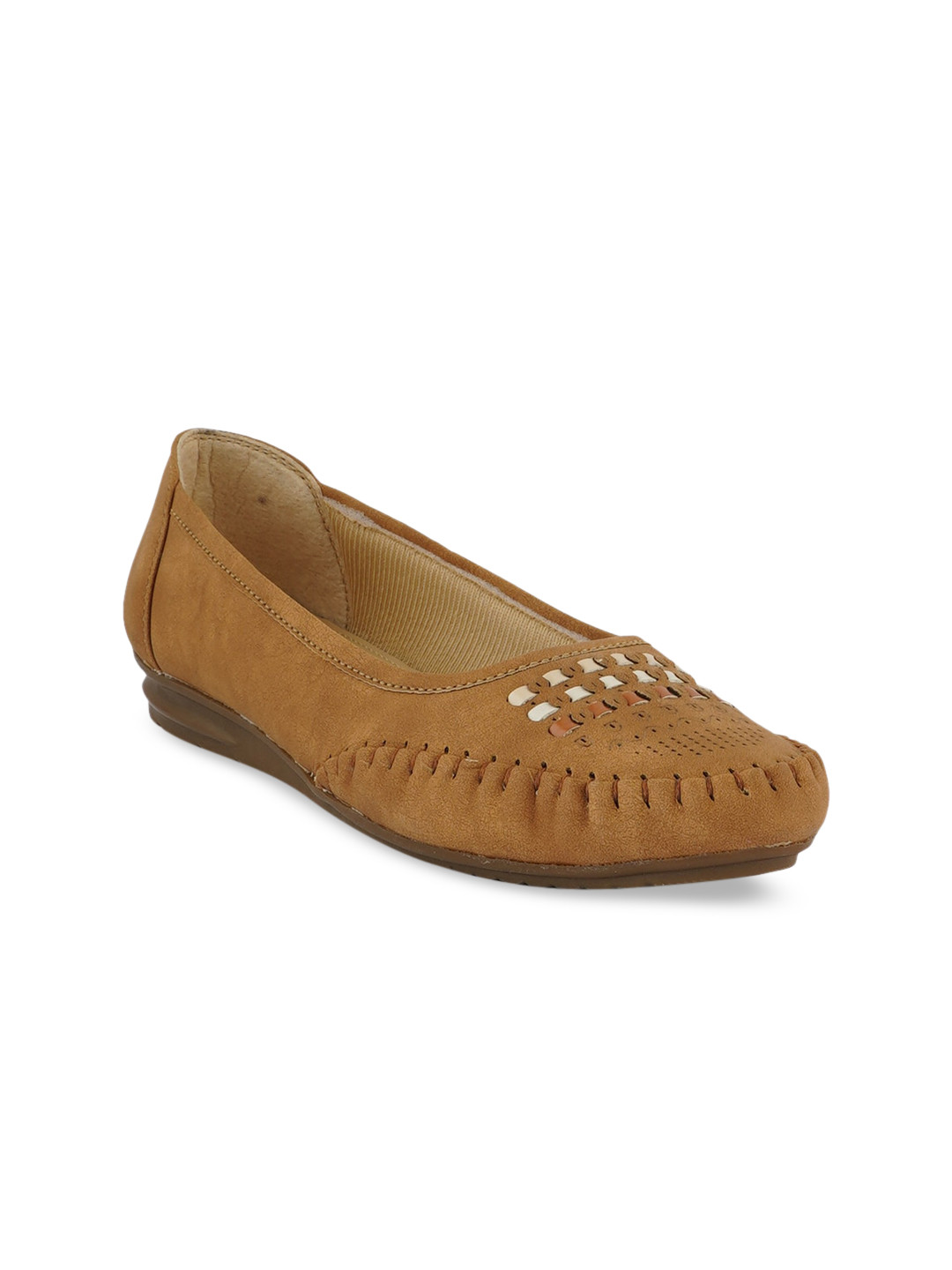 

HEELSNFEELS Women Beige Open Toe Flats