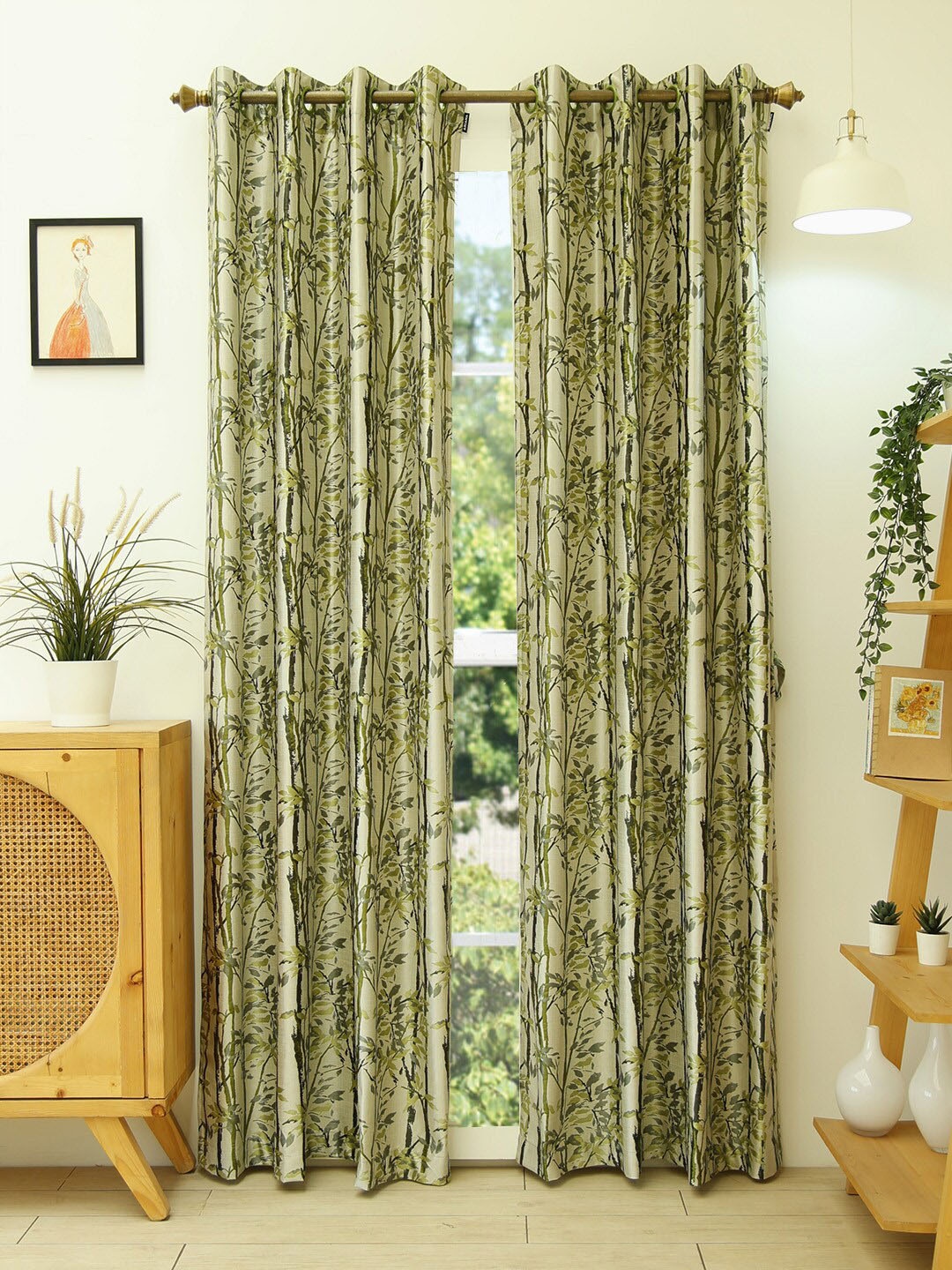

Ariana Green Set of 2 Floral Long Door Curtain