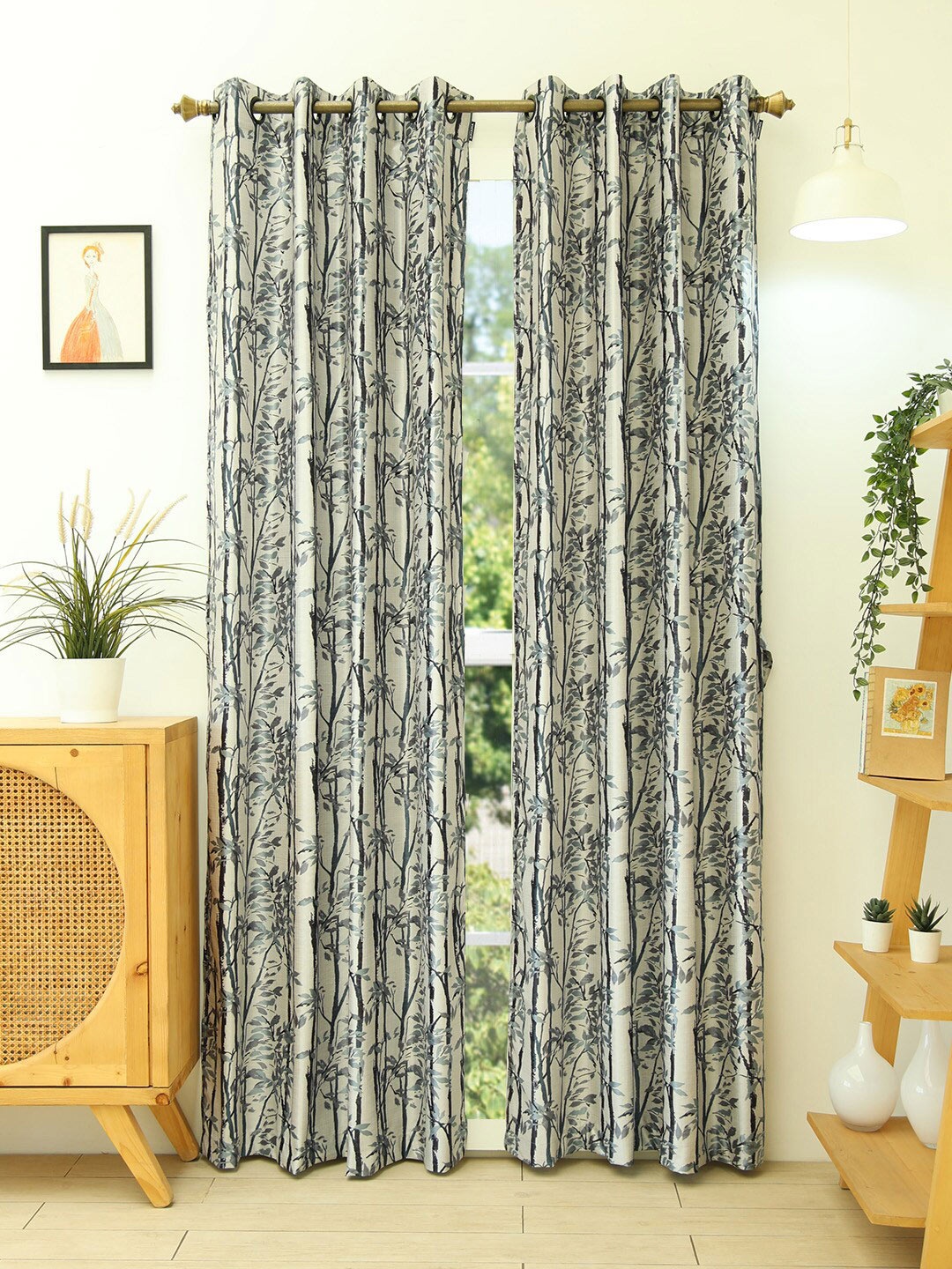 

Ariana Grey & Green Set of 2 Floral Door Curtain