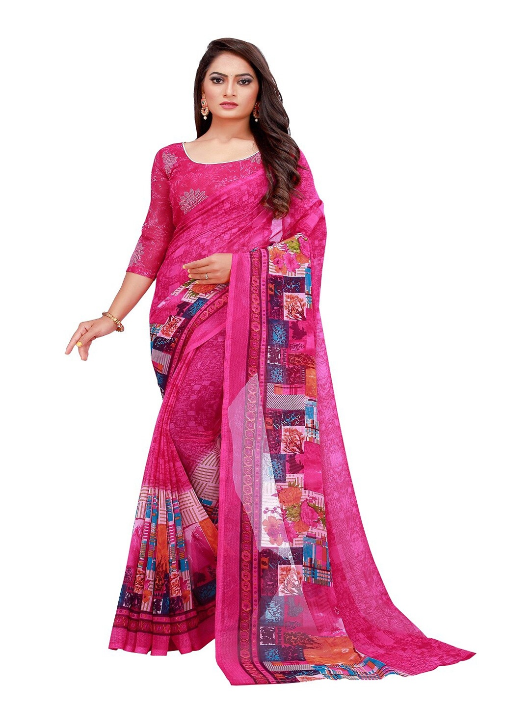 

Florence Magenta & Maroon Pure Georgette Saree
