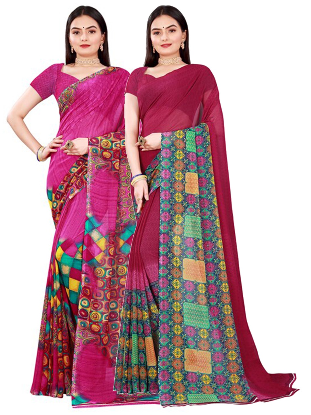 

Florence Magenta & Maroon Pure Georgette Saree