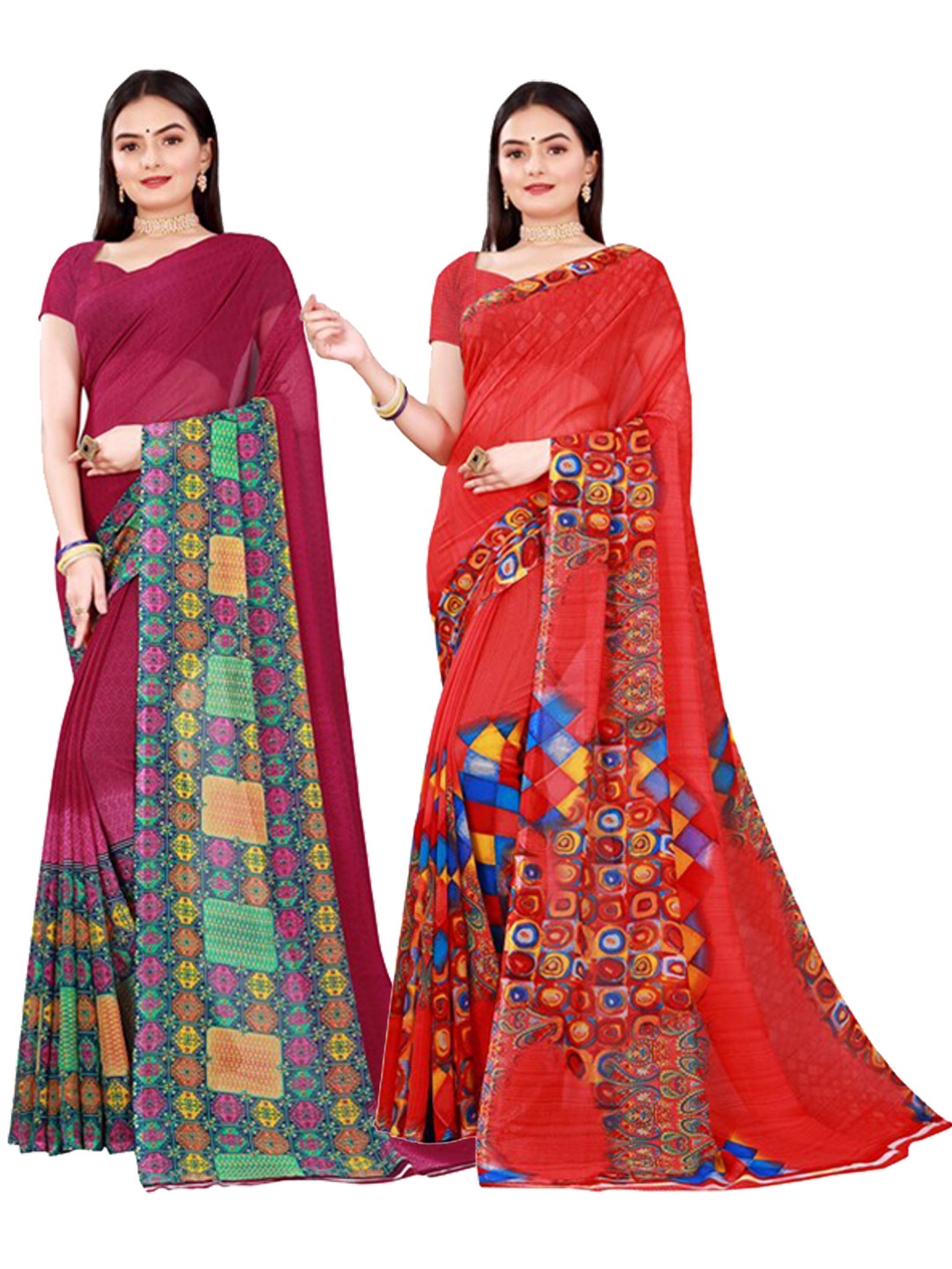 

Florence Maroon & Red Pure Georgette Saree