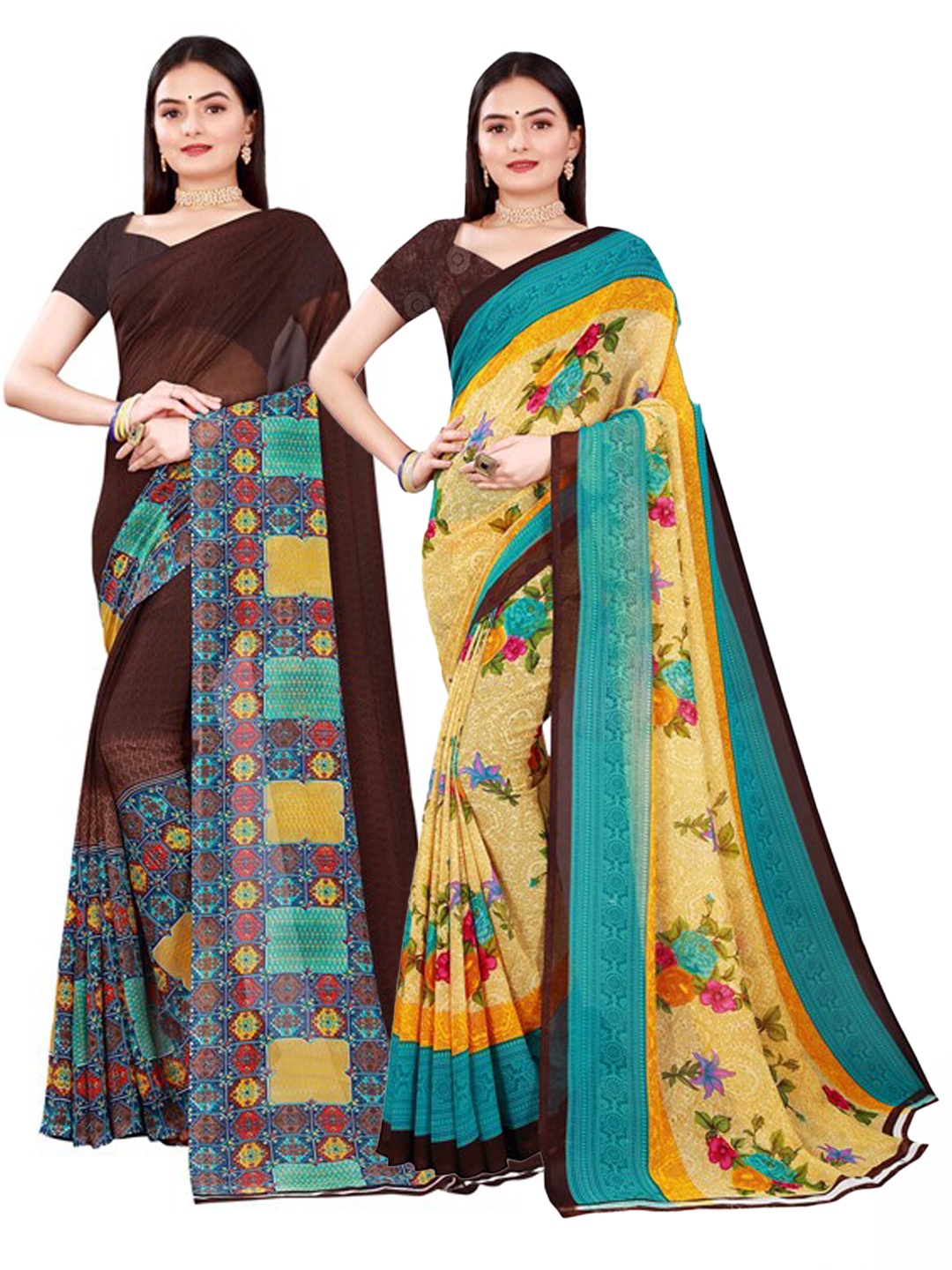 

Florence Beige & Brown Pure Georgette Saree