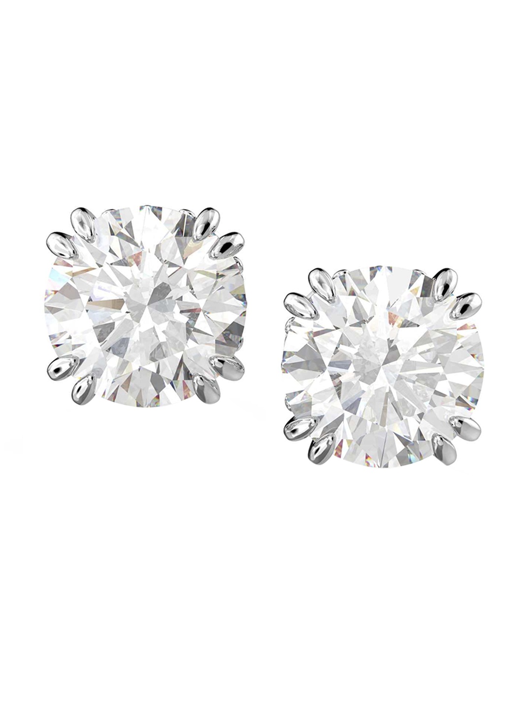 

SWAROVSKI Rhodium-Plated White Crystal Studded Constella Round Earrings