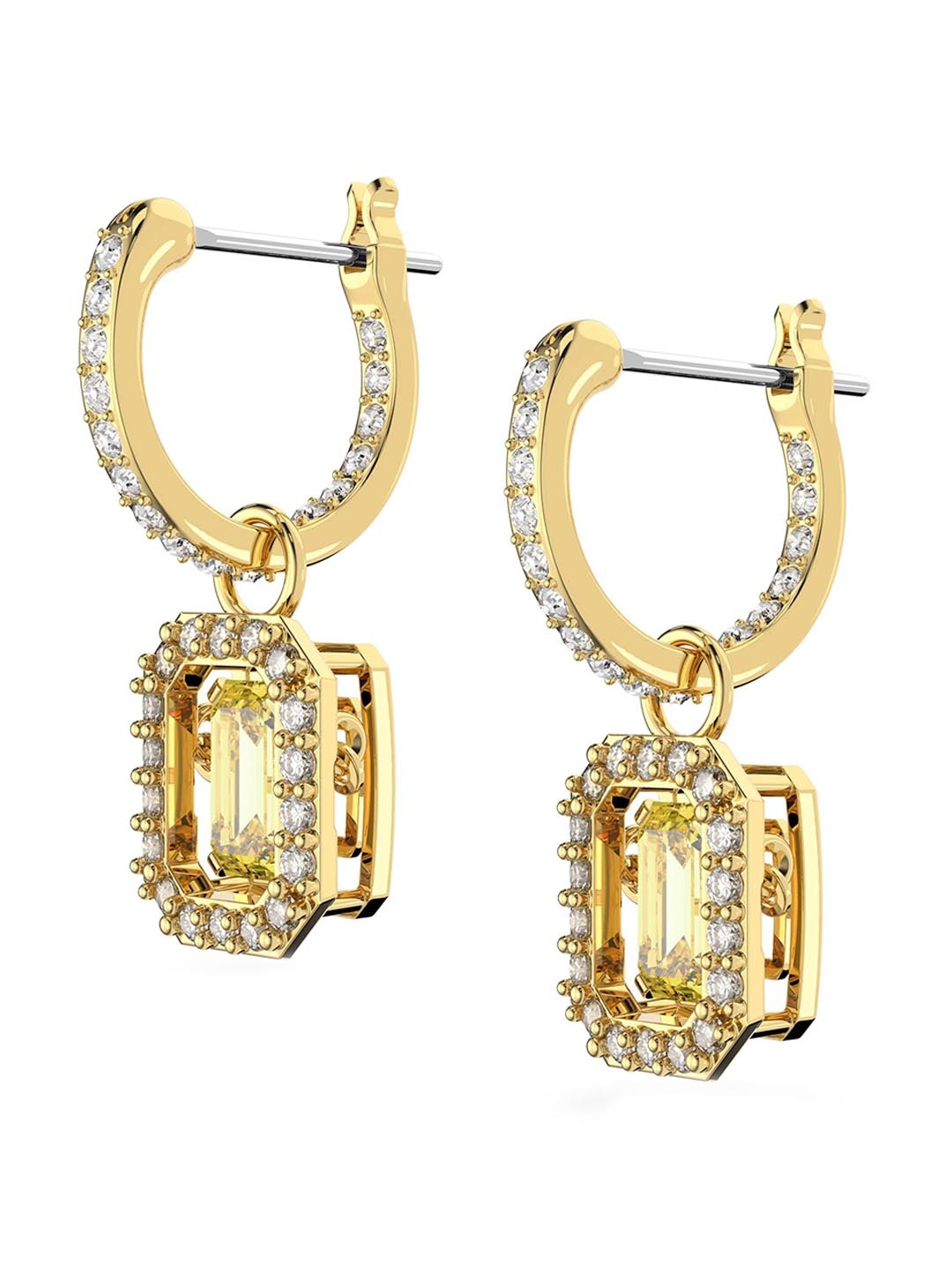 

SWAROVSKI Gold-Plated White Crystal Studded Handcrafted Drop Earrings