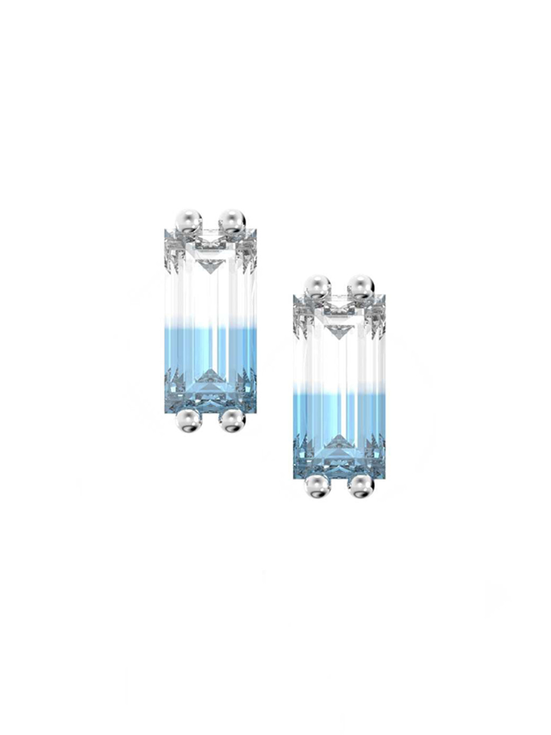 

SWAROVSKI Rhodium-Plated Silver-Toned & Blue Crystal-Studded Earrings