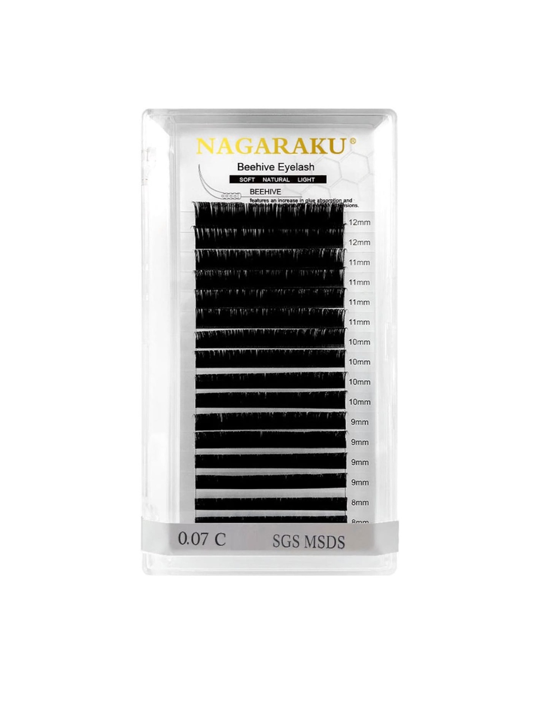 

NAGARAKU Laser Beehive Longer Lasting 16 Rows Eyelash Extension - Curl C, Black