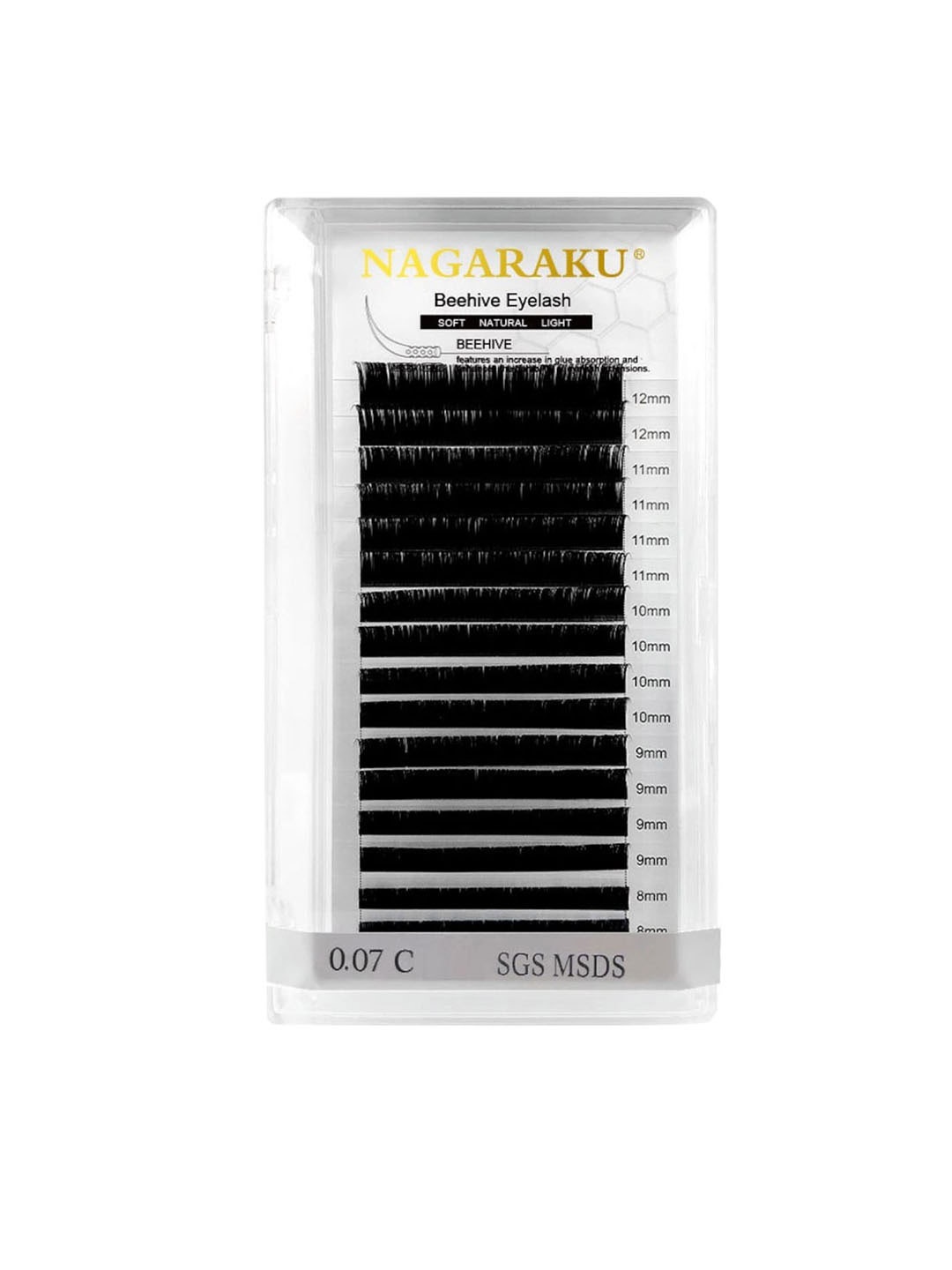 

NAGARAKU Laser Beehive Longer Lasting 16 Rows Eyelash Extension - Curl C, Black