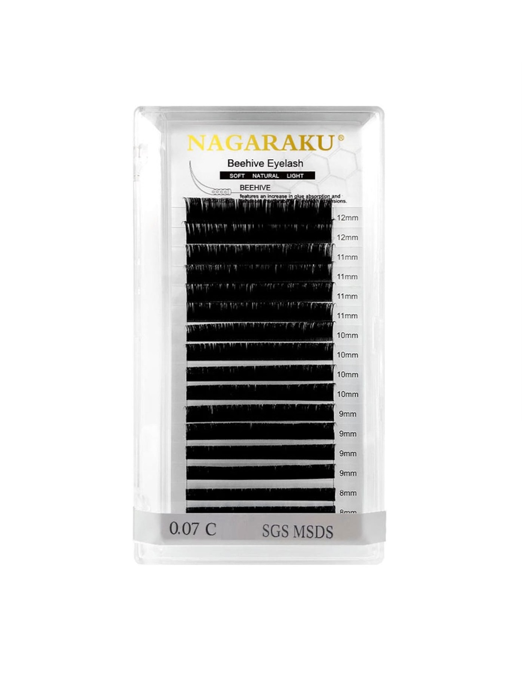 

NAGARAKU Laser Beehive Longer Lasting 16 Rows Eyelash Extension - Curl D, Black