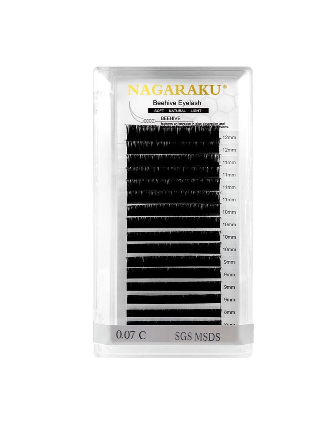 

NAGARAKU 16 Rows Laser Beehive Longer Lasting Eyelash Extension - Curl D, Black