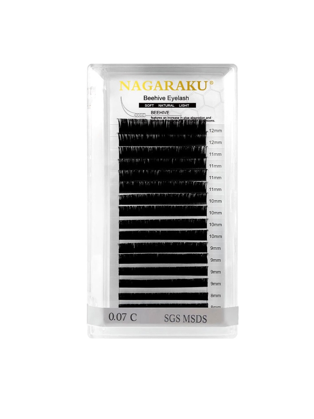 

NAGARAKU Laser Beehive Longer Lasting 16 Rows Eyelash Extension - Curl C, Black