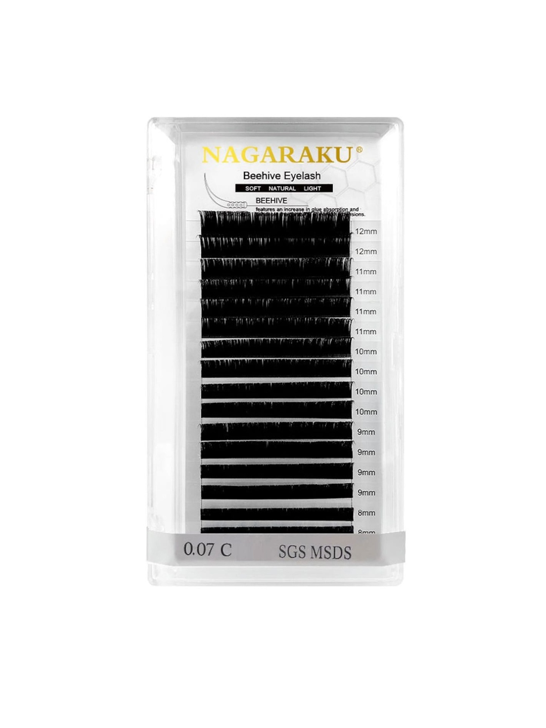 

NAGARAKU Laser Beehive Longer Lasting 16 Rows Eyelash Extension - Curl D, Black