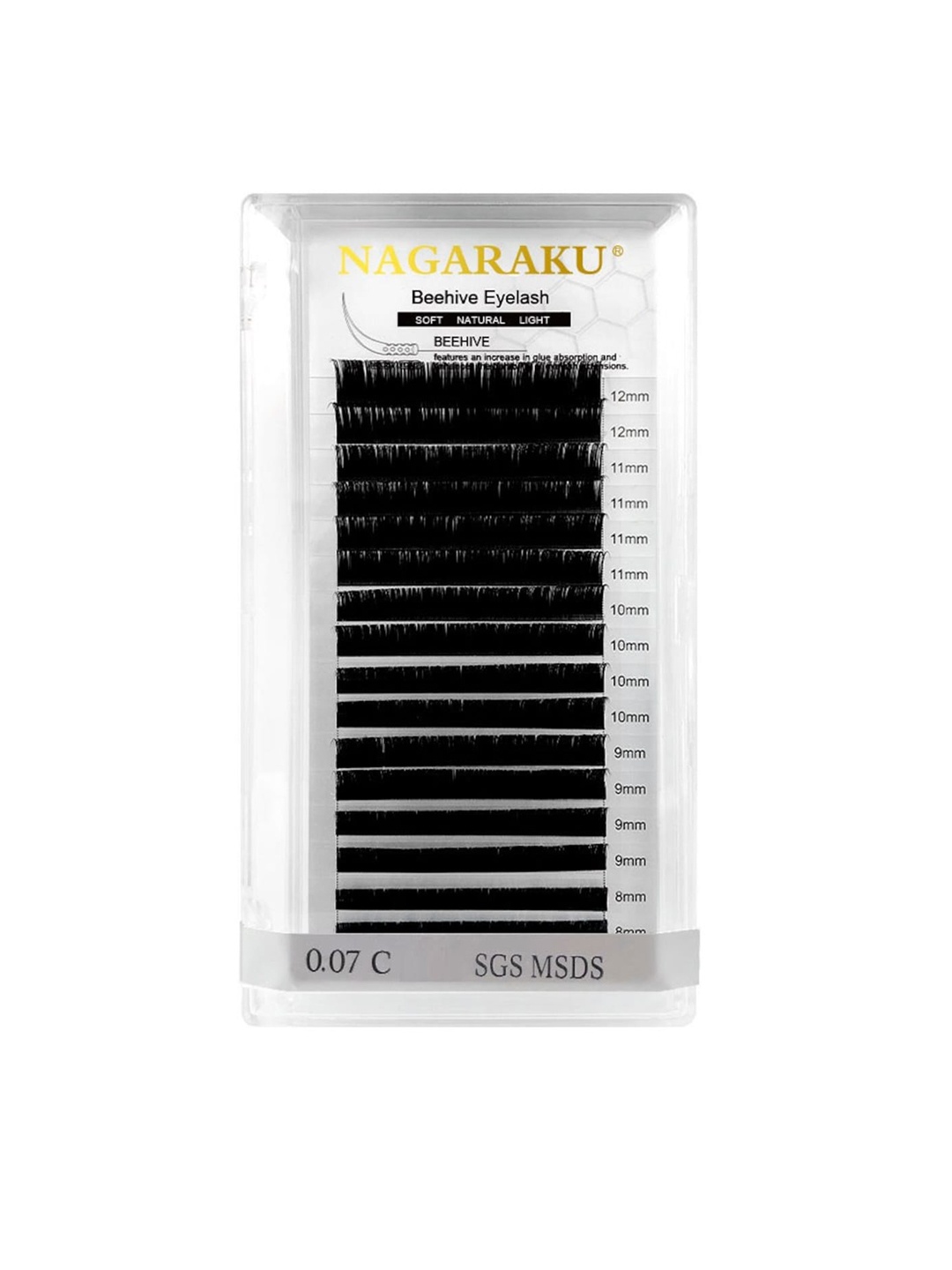 

NAGARAKU Laser Beehive Longer Lasting 16 Rows Eyelash Extension - Curl D, Black