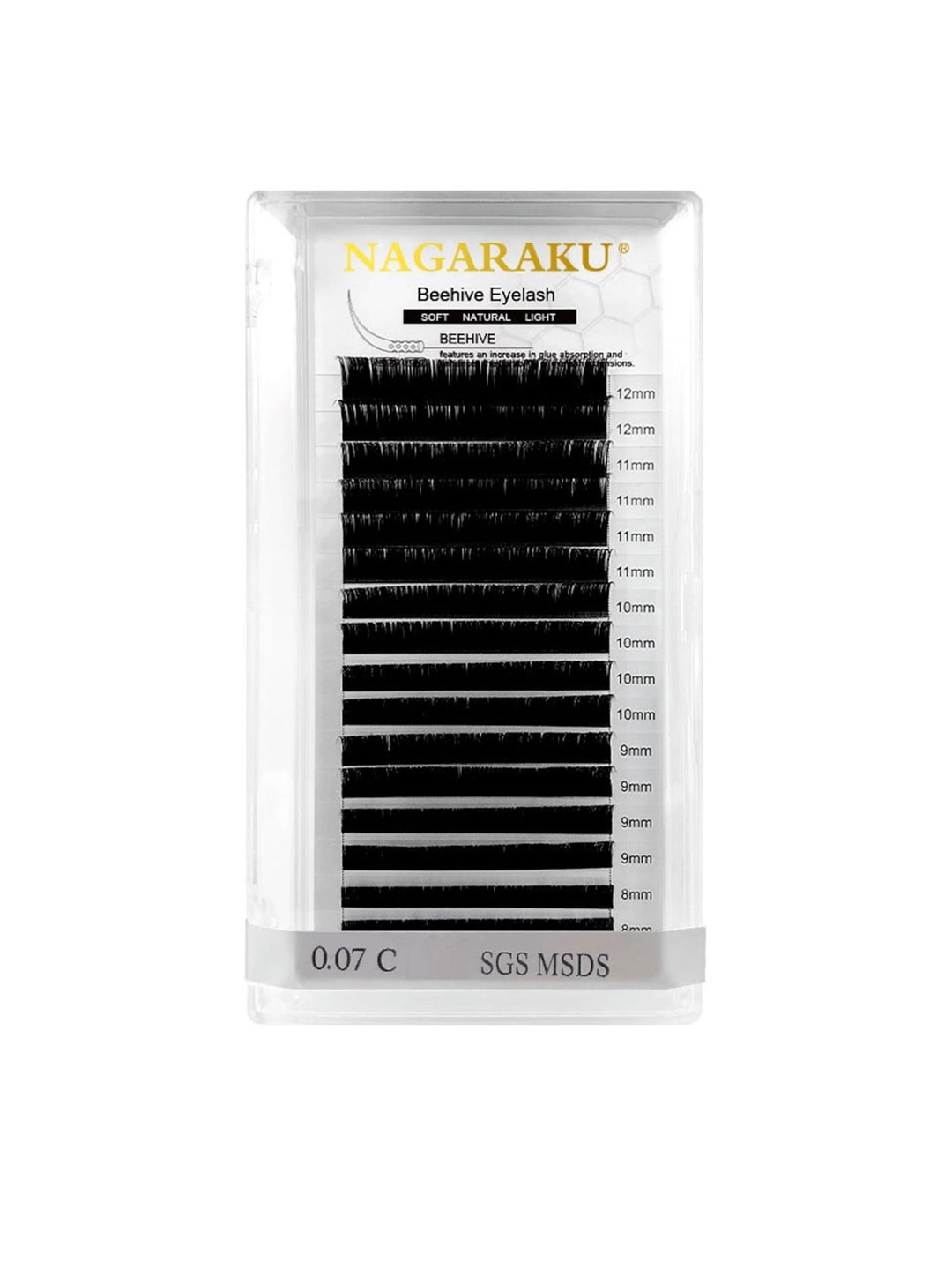 

NAGARAKU Laser Beehive Longer Lasting 16 Rows Eyelash Extension - Curl D, Black