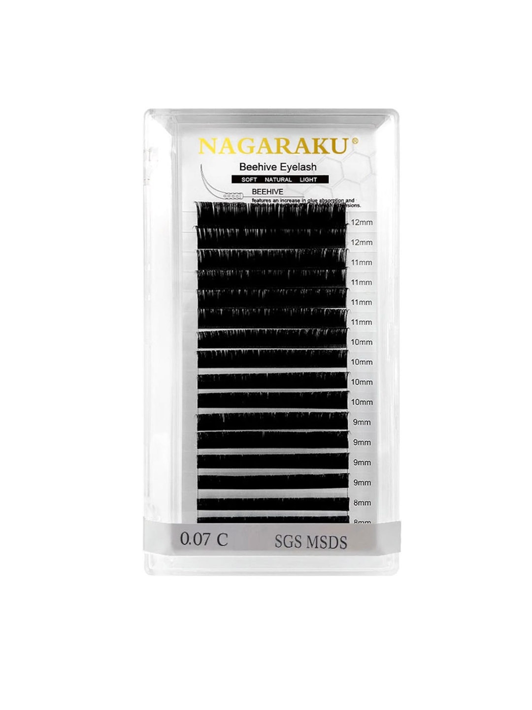 

NAGARAKU Laser Beehive Longer Lasting 16 Rows Eyelash Extension - Curl D, Black