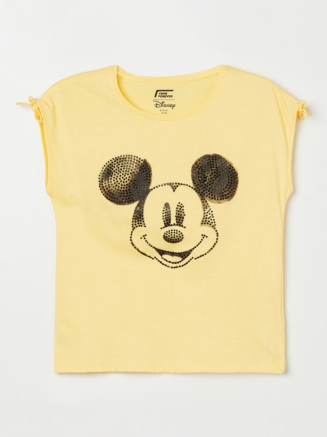 

Fame Forever by Lifestyle Girls Mickey Mouse Print Extended Sleeves Top, Yellow