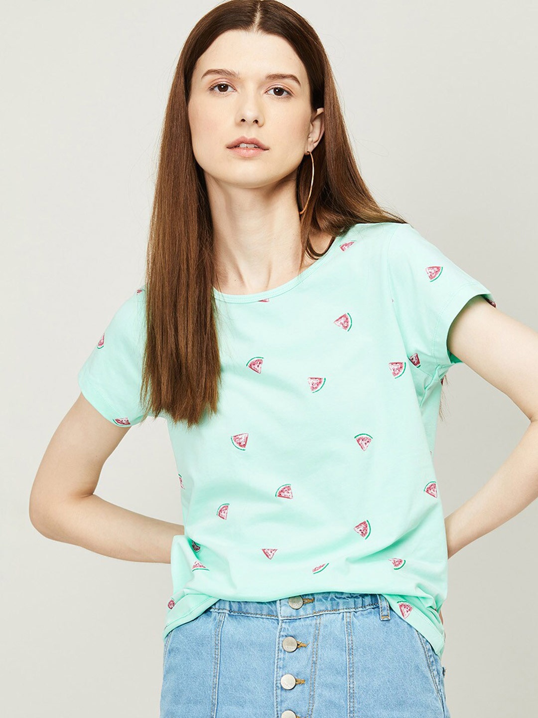 

Fame Forever by Lifestyle Green Print Top