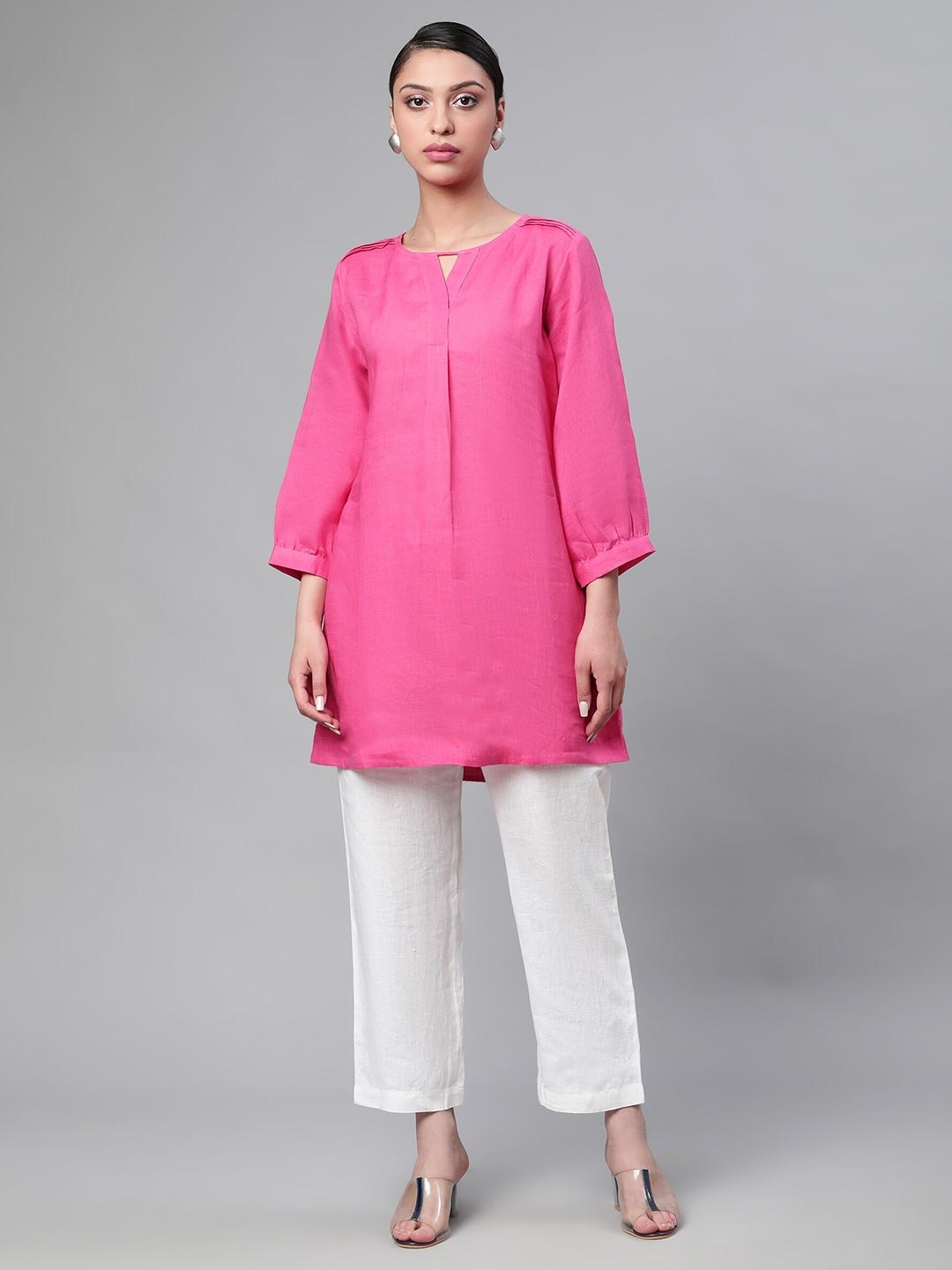 

Linen Club Woman Pink Linen Sustainable Tunic