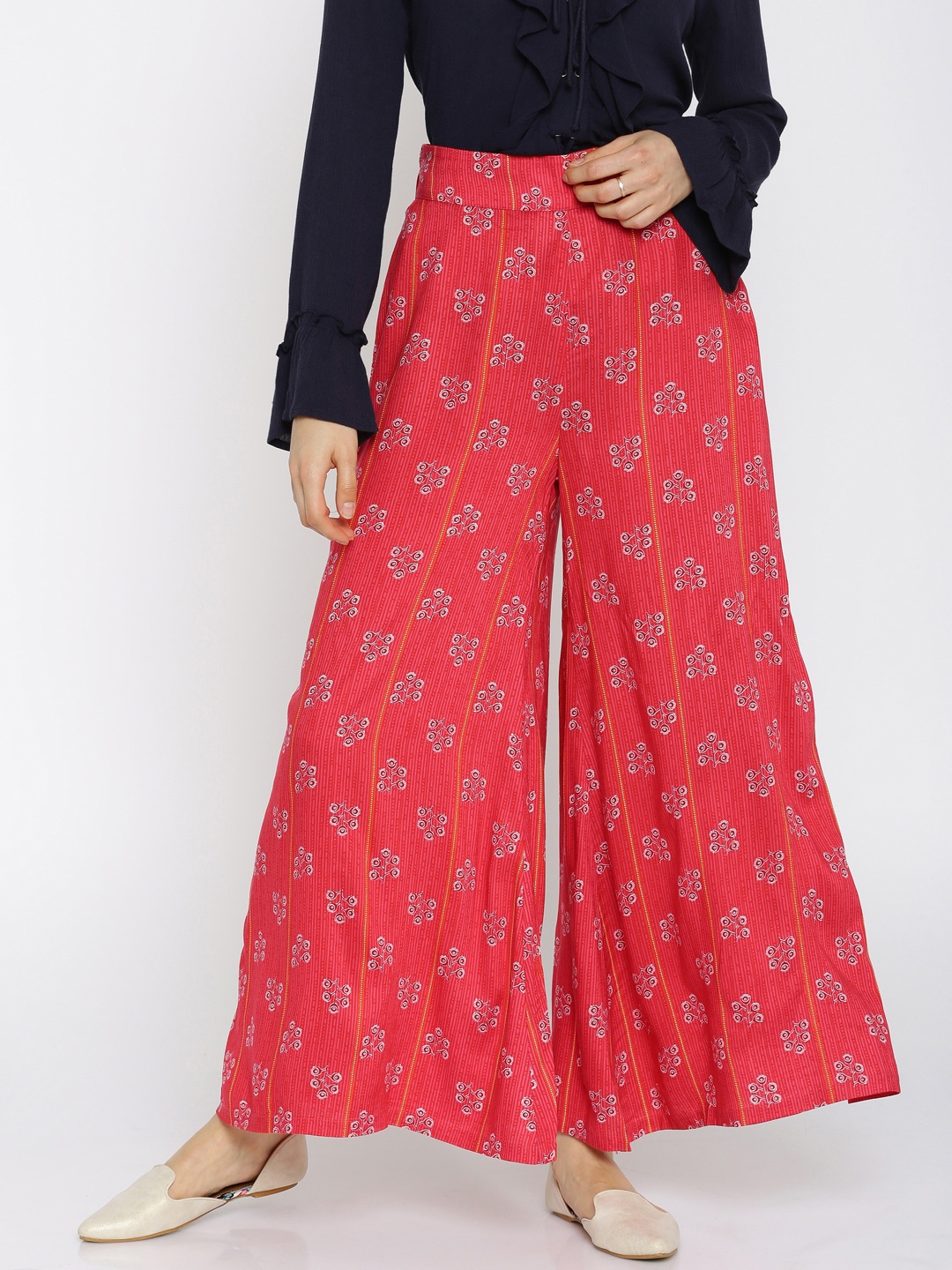 

Global Desi Pink Printed Palazzos
