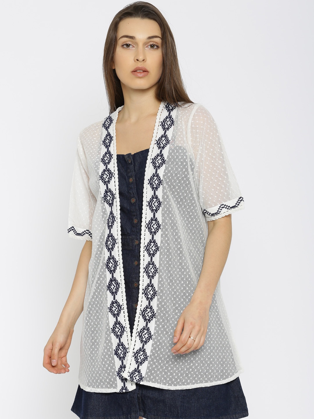 

Global Desi White Net Sheer Shrug