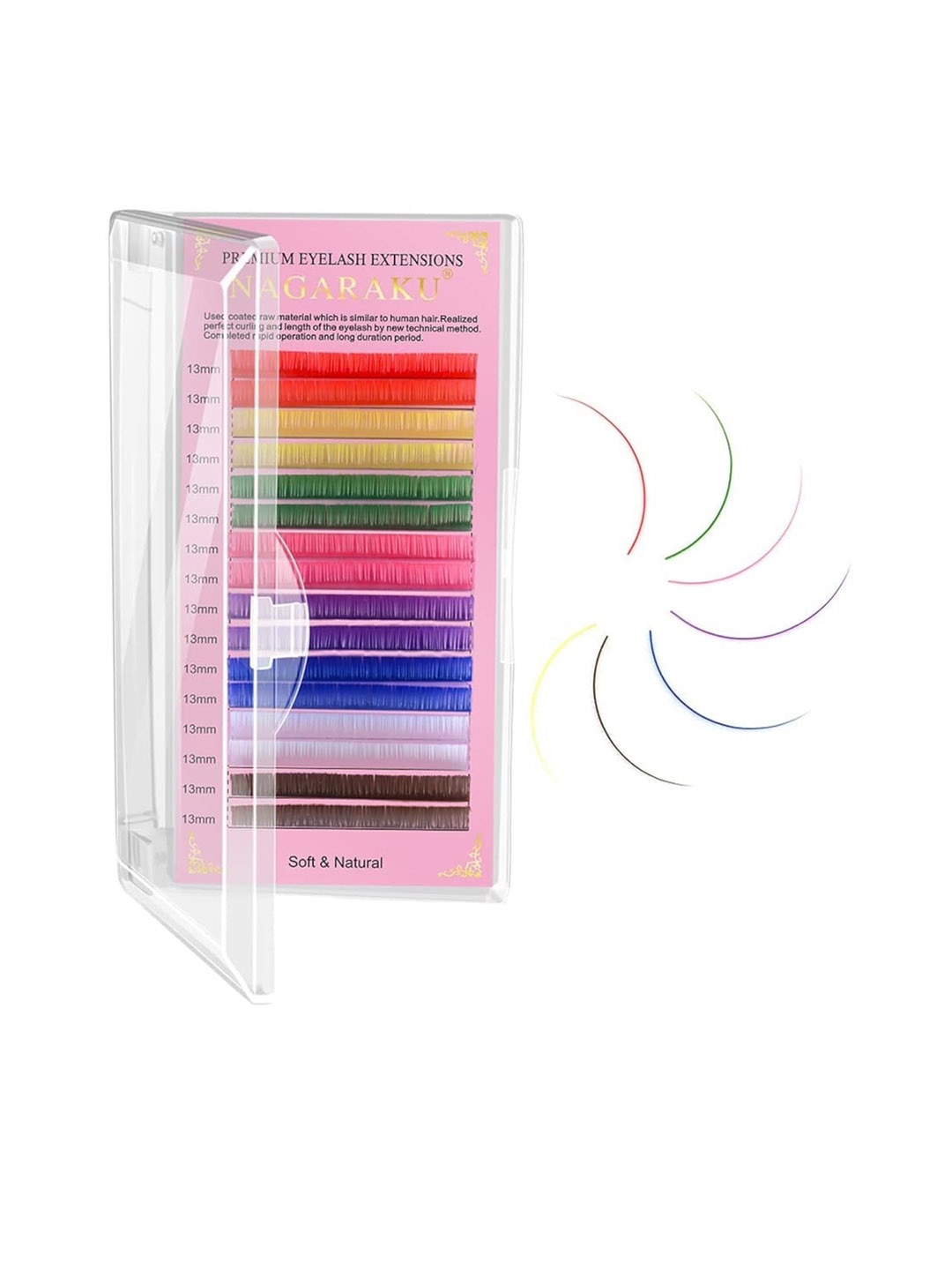 

NAGARAKU Individual Colored Eyelash Extensions - Curl C, Multi