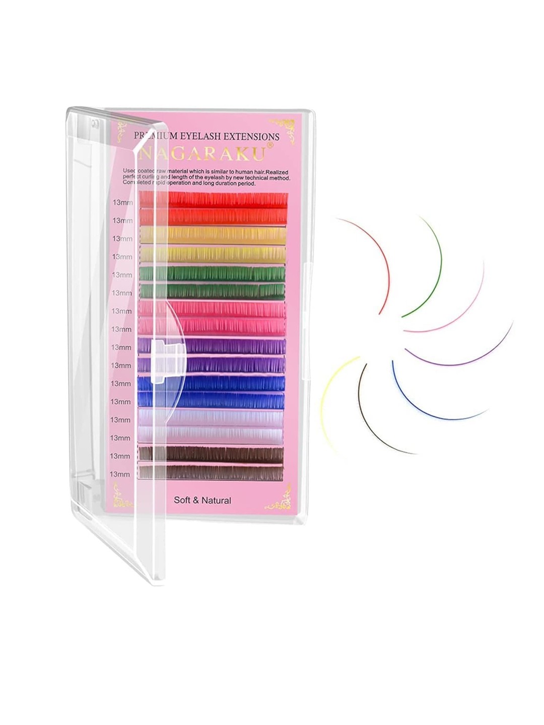 

NAGARAKU Individual Colored Eyelash Extensions - Curl C, Red